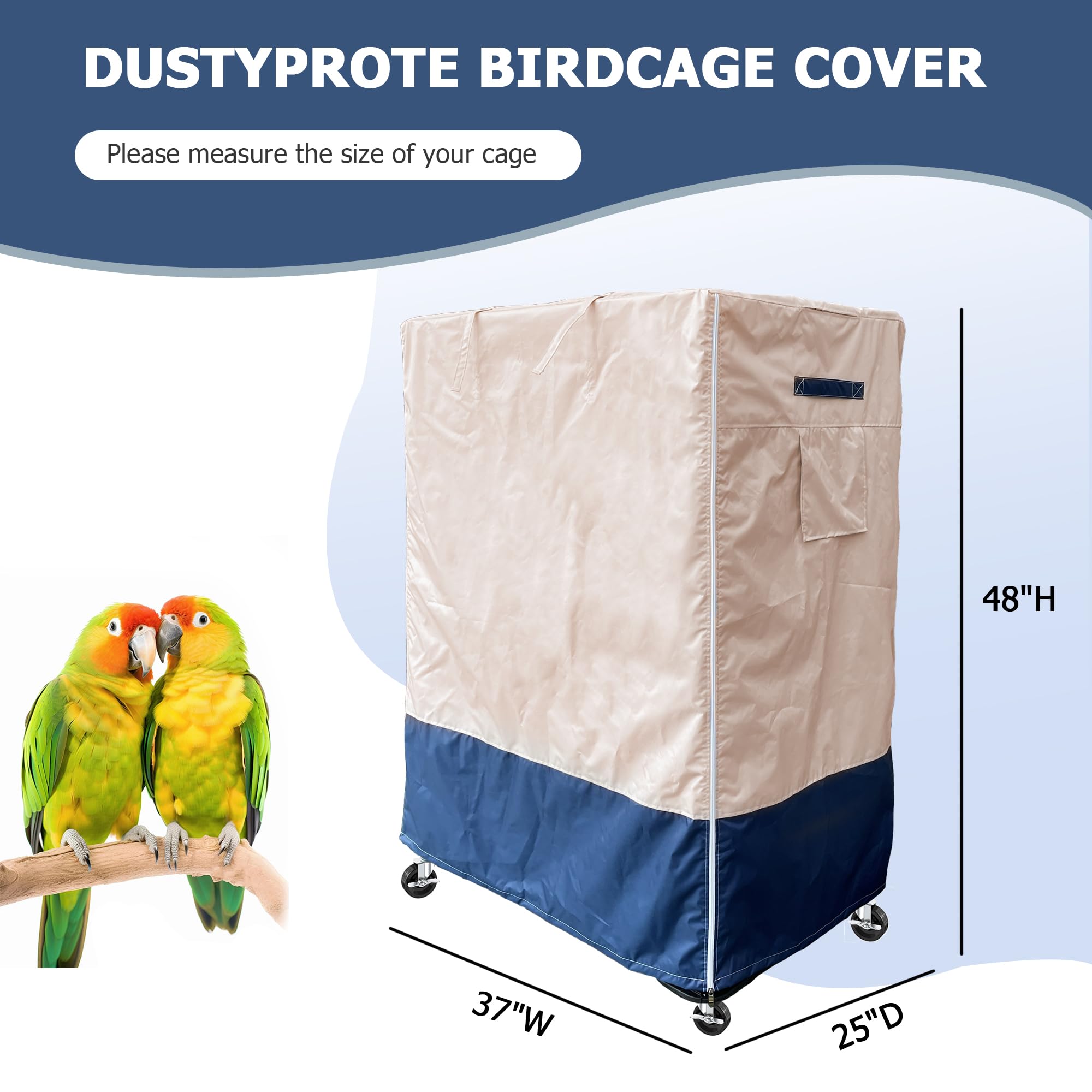 Funda Para Jaula De Pájaros — Tela Oxford Impermeable, Varios Tamaños, Para Loros, Periquitos, Etc.