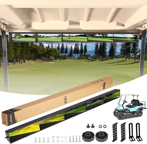 10L0L Espejo retrovisor largo para carrito de golf de 5 paneles, ajuste universal EZGO, Club Car y Yamaha, elimina los puntos ciegos, también se