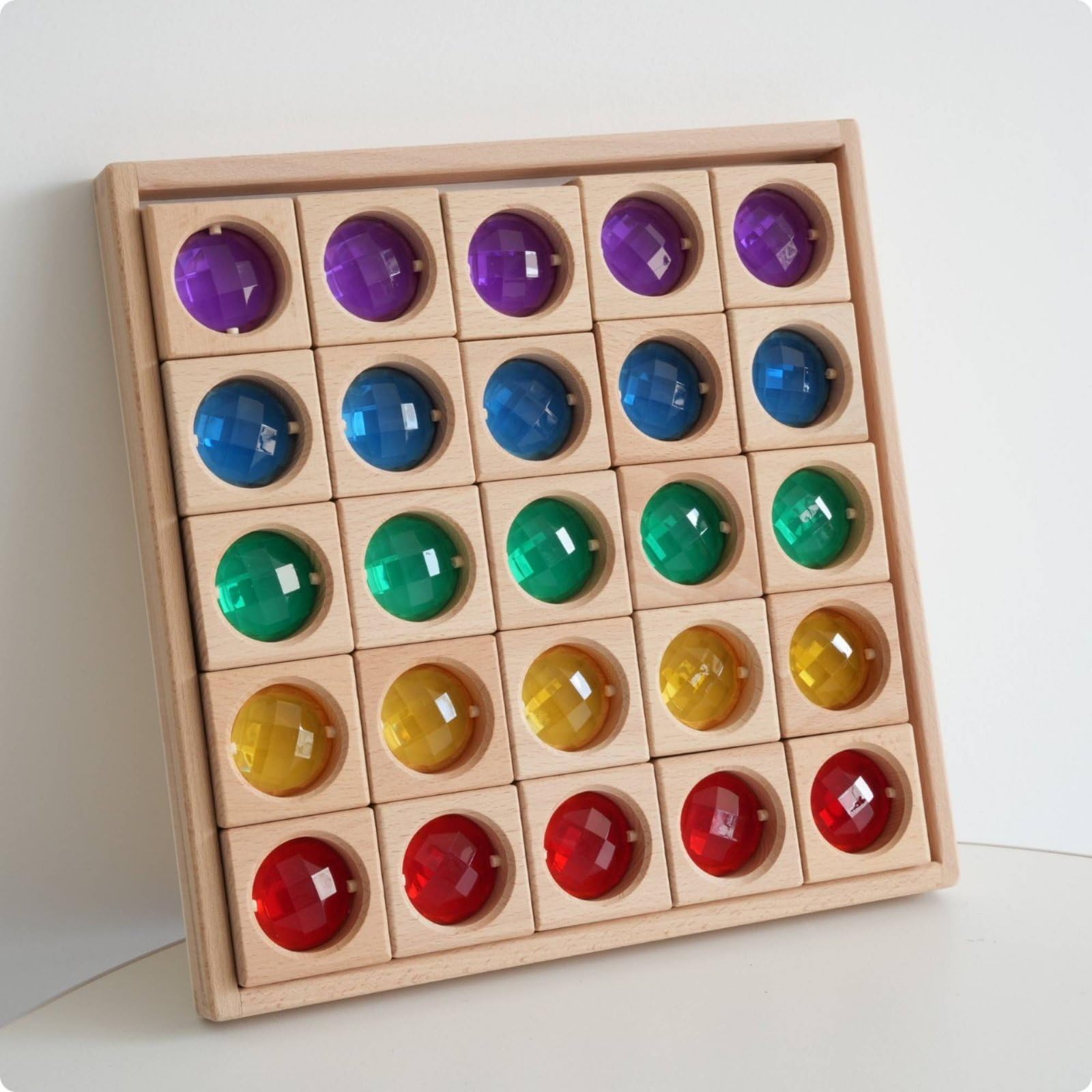25 Stück Kinder Bausteine Lernspielzeug Holz Acryl Bausteine Spielsteine Bausteinset mit Bunten Transparent Einsätzen Erzeugt Leuchteffekte Beim
