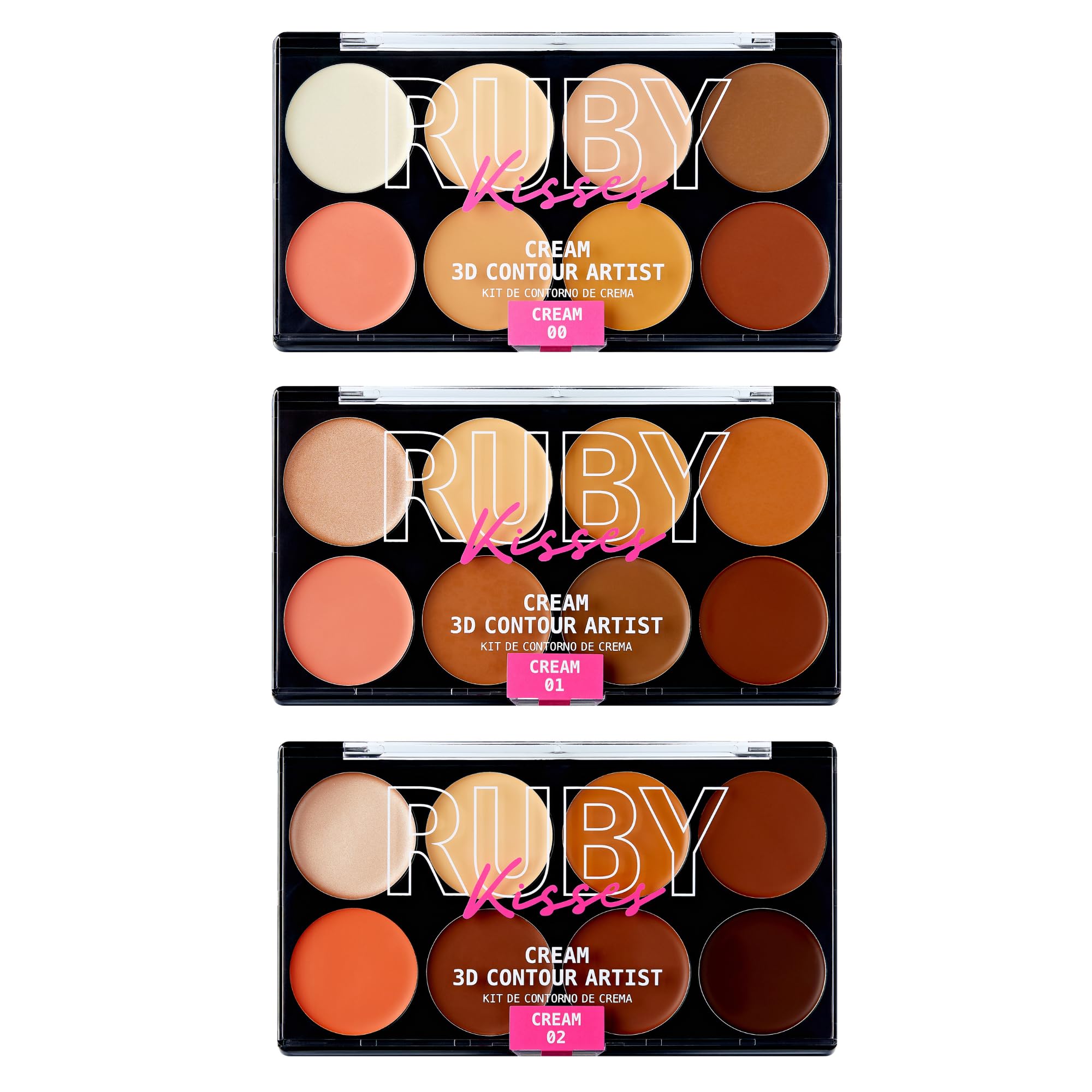 Ruby Kisses3D Cream Contour Artist Set 3 Pack (Light, Light Medium, Medium Dark)
