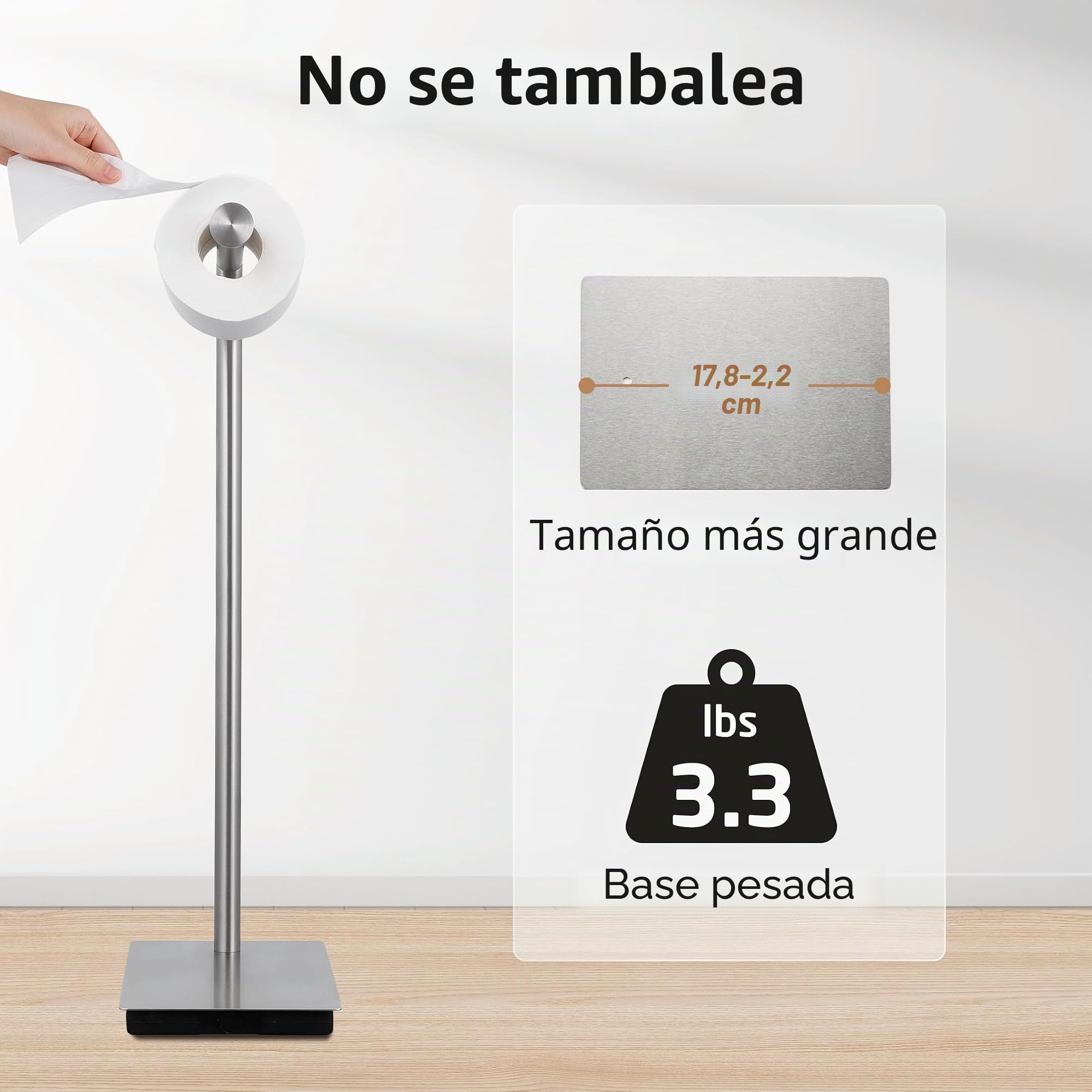 KES Porta Rollos de Papel Higienico, Portarrollos para Papel Higiénico de Pie, Acero Inoxidable Cepillado, BPH286S1A-2