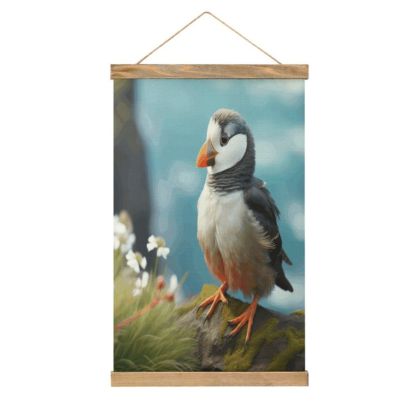 FekiLoot Cute Little Bird Linen Hanging Painting Vintage Poster Hanger Frame Wall Decor Art Painting Printed on Linen Without Fading Living Room Office Bedroom Playroom Apartment Decor
