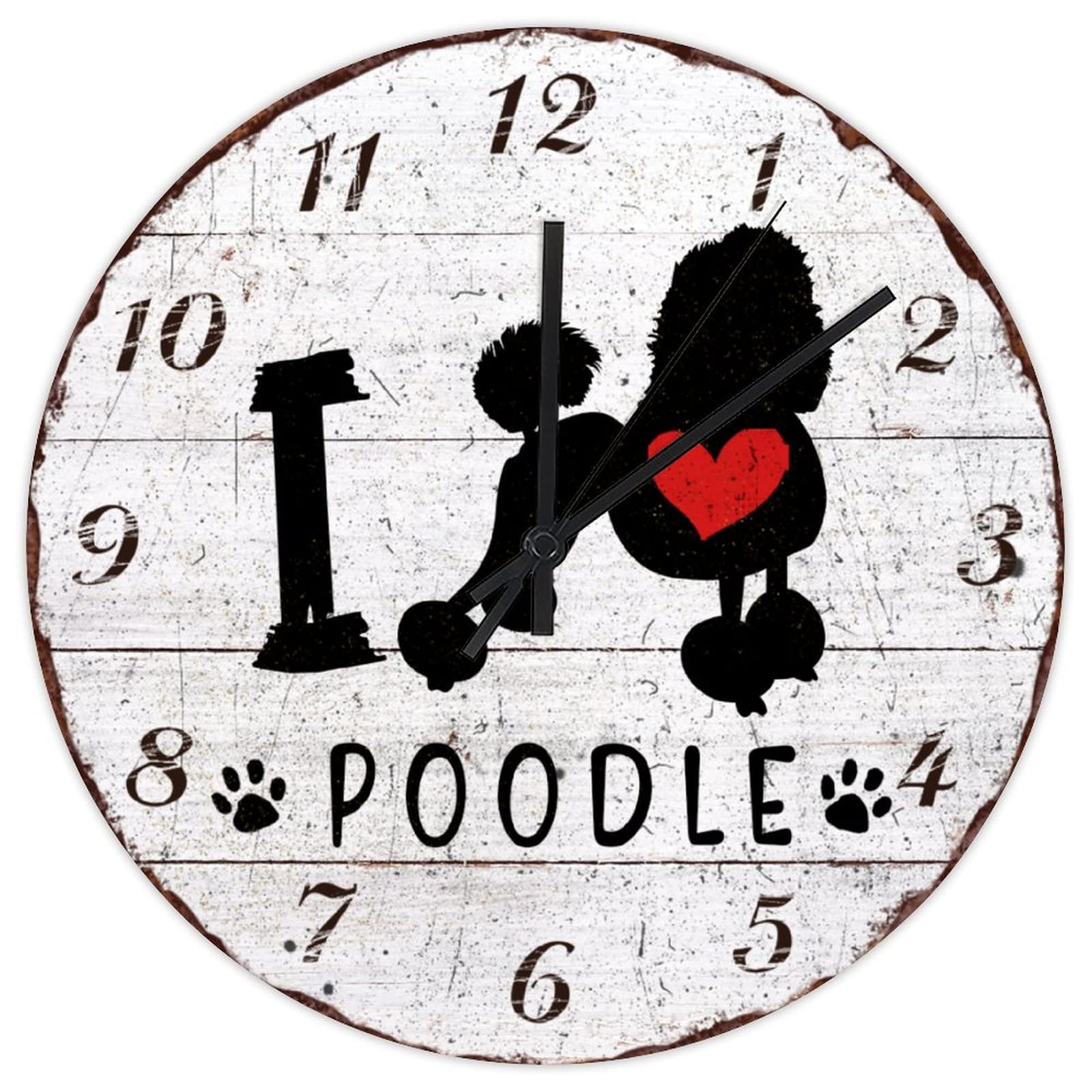 Horloge murale Caniche en bois pour une déco de salon cosy