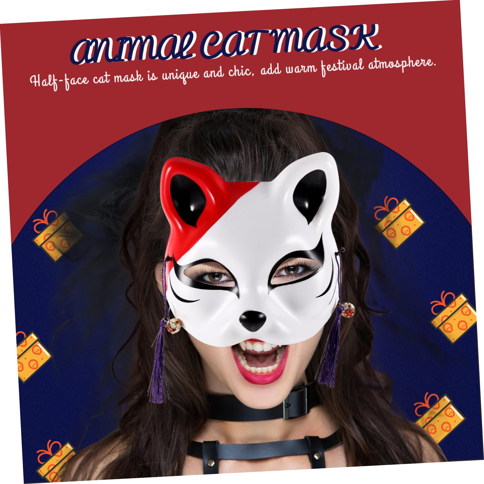 Alasum 8pezzi Maschera Mezza Faccia Da Gatto Per Feste e Cosplay Da Comoda e Decorativa Perfetta Per Eventi e Celebrazioni