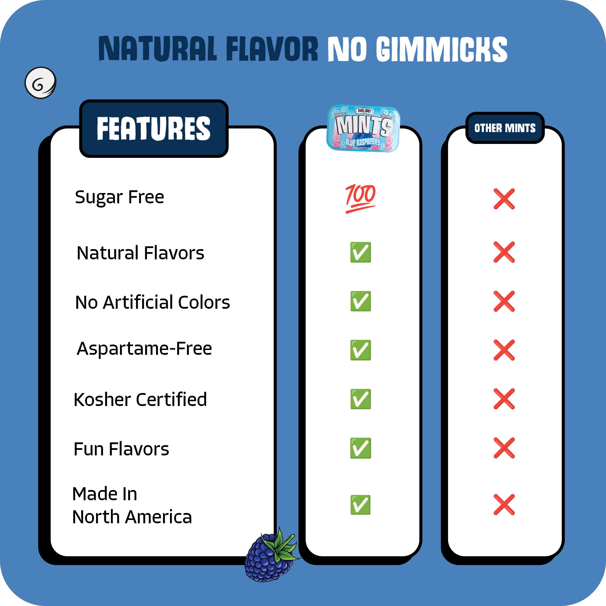 Amazon.com : Big Sky Sugar Free Blue Raspberry Mints - 50 Count