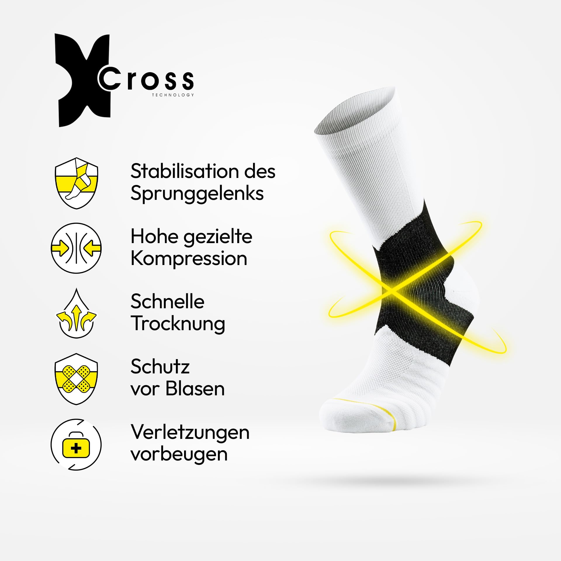 ROLLO SOCKS Team 5.0 – Calzini da corsa con compressione mirata, corsa, supporto per caviglia, bendaggio per caviglia, calzini sportivi, adatti per ogni sport