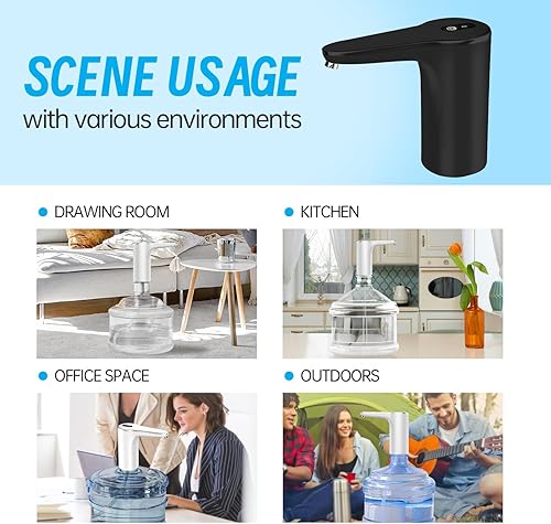 Miniatura 7 de VINMEN Bomba de botella de agua de 5 galones, dispensador de botellas de agua, bomba de agua para jarra de 5 galones, bomba automática de agua