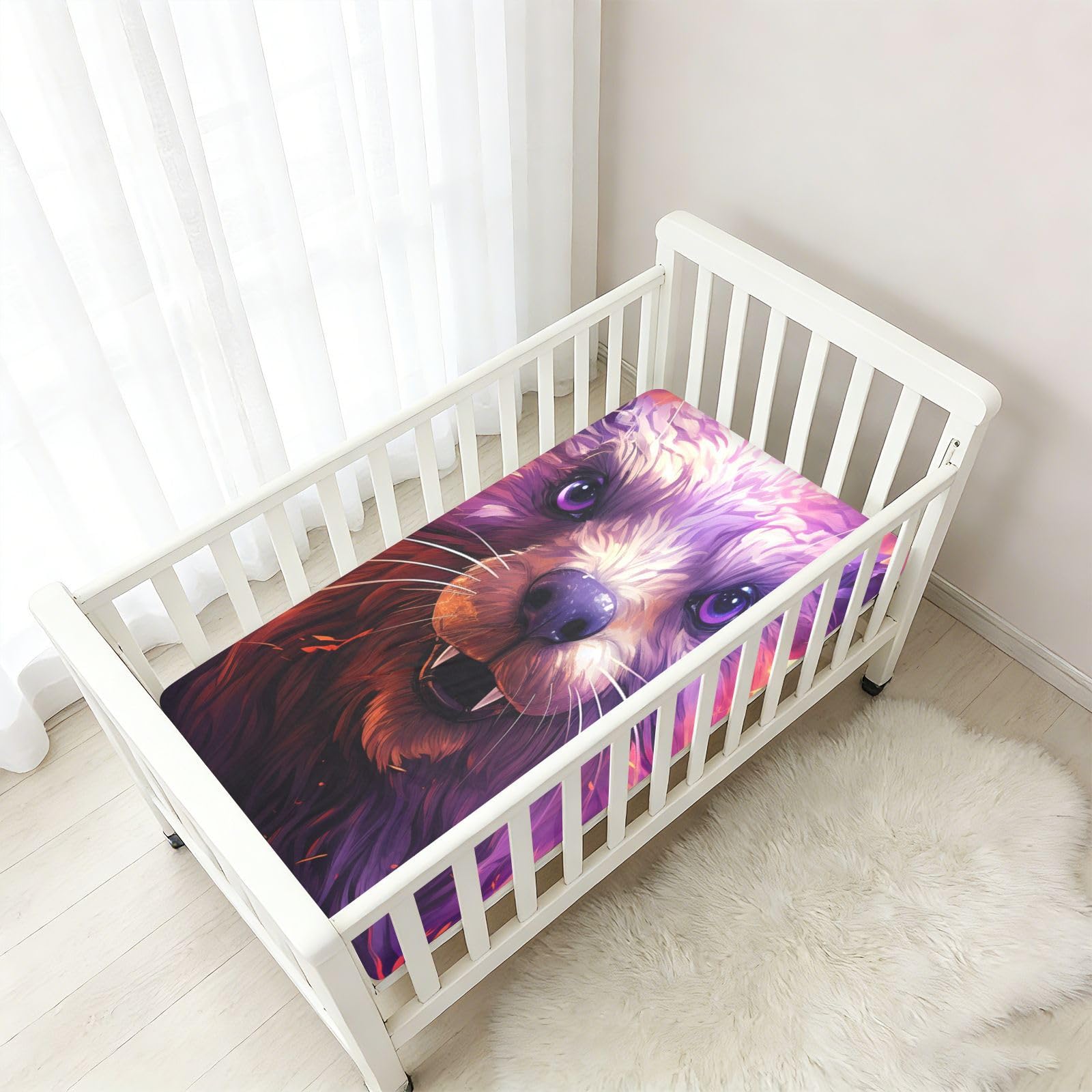 Castor PúRpura del Arte Abstracto Sábana de Cuna para Niños Pequeños,Sábanas de Algodón Suave para Bebés Aptas para Colchón Corralito