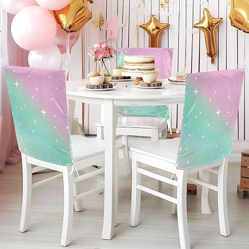 Miniatura 5 de Childish Neon Star Gradient Peach Green Decorative Covers for Chairs for Retro Dining Chairs Washable Hand Washable Chair Decor cubre sillas para