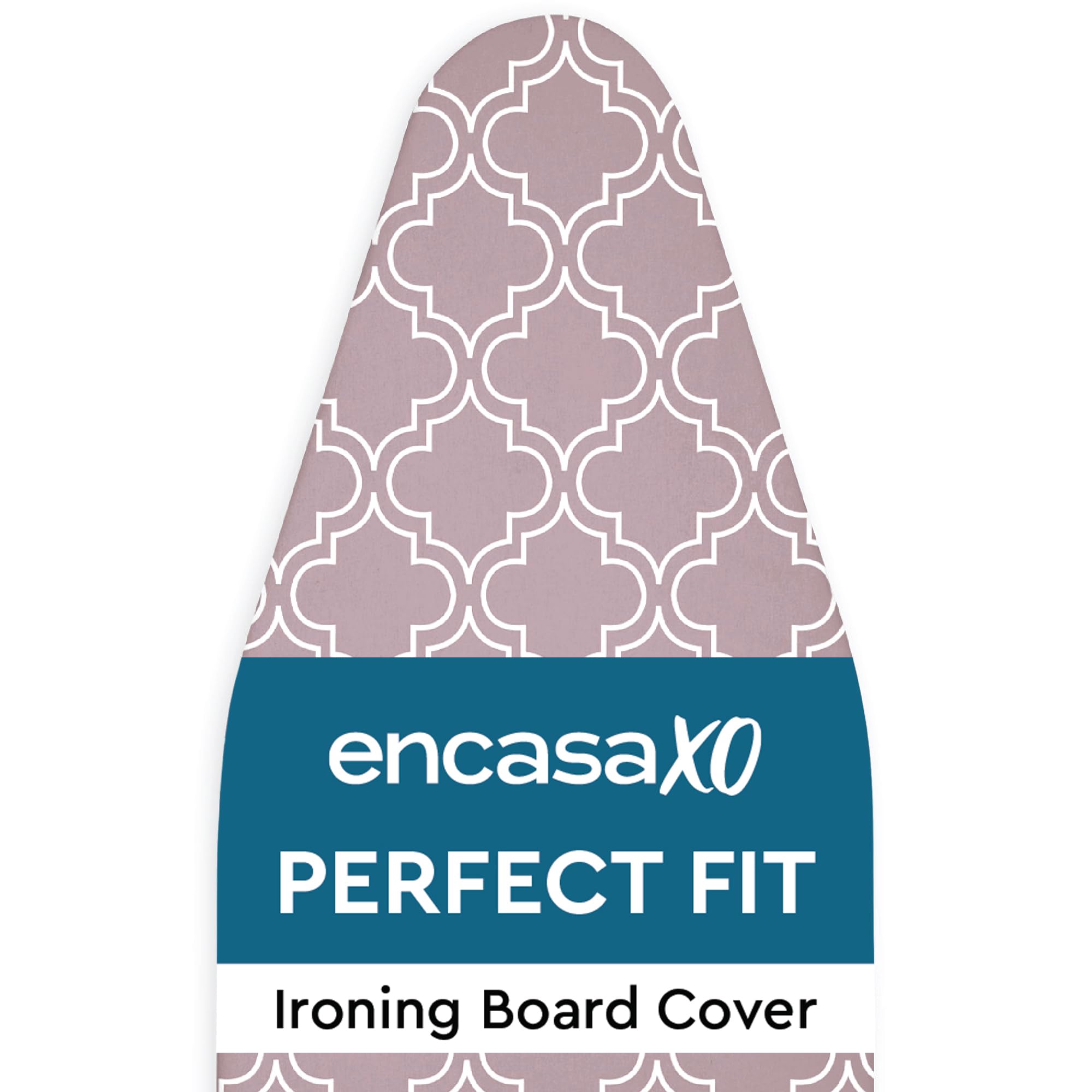 Encasa XO Ironing Board Covers and pad 125x46 cm- Thick 3mm Felt Padding, Drawstring Tightening & Lock, Heat Reflective, Scorch & Stain Resistant, for Wide Ironing Board - Mauve Tiles — image 1