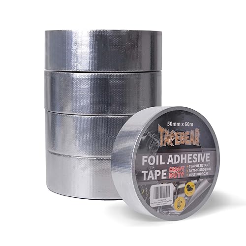 Cinta de papel de aluminio de tela de fibra de vidrio, 5.5 mil x 2 pulgadas x 197 pies Cinta adhesiva de aislamiento profesional de alta