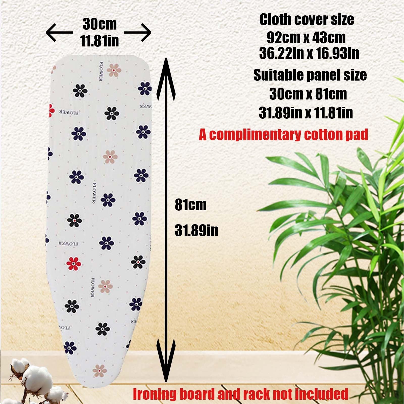 Funda para tabla de planchar resistente de 128 x 40 cm, funda acolchada de repuesto con cordón, se adapta a la mayoría de mesas de planchar, diseño de flor de ciruelo para una mayor durabilidad y