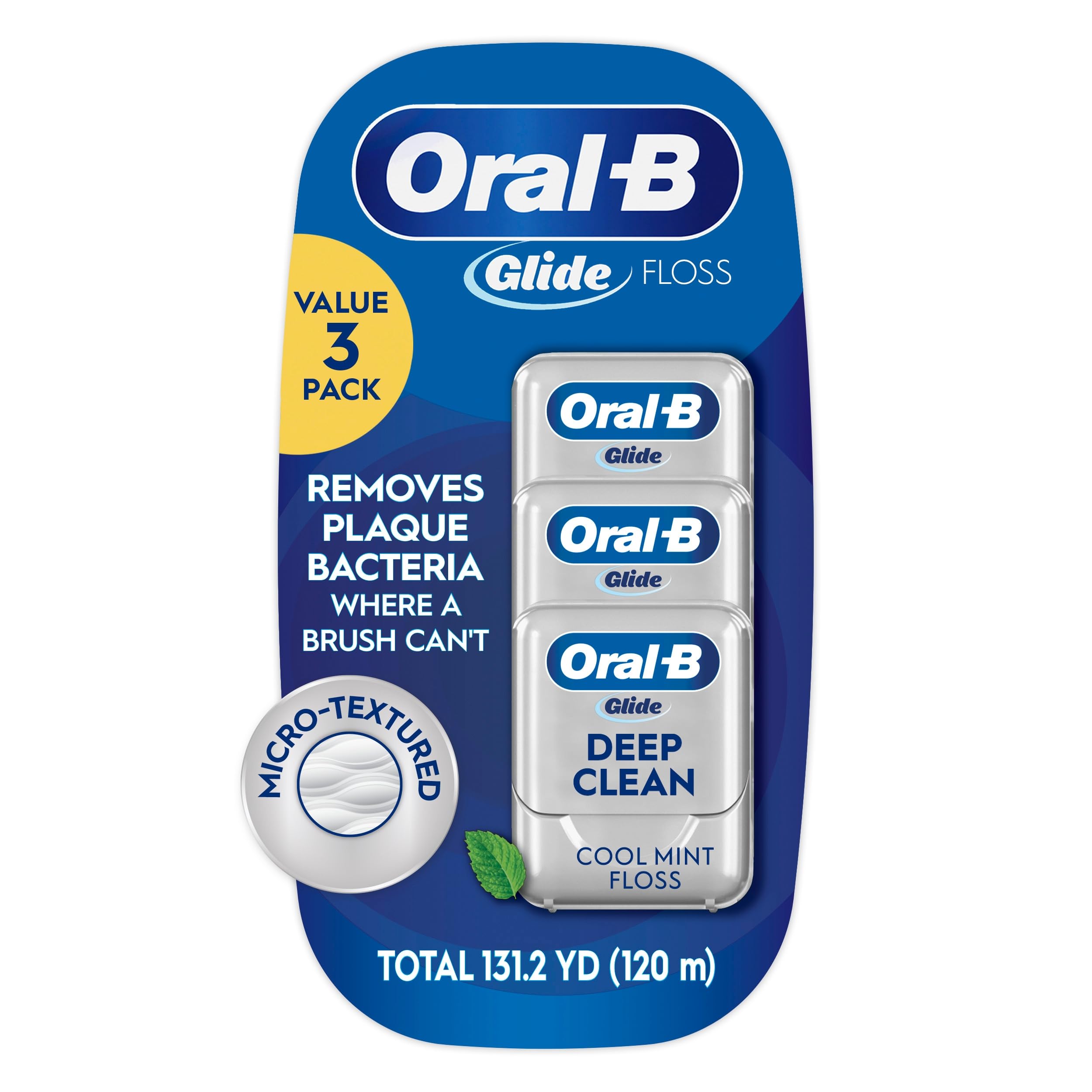 Photo 1 of Oral-B Glide Deep Clean Cool Mint Dental Floss, Value 3 Pack (40m Each)