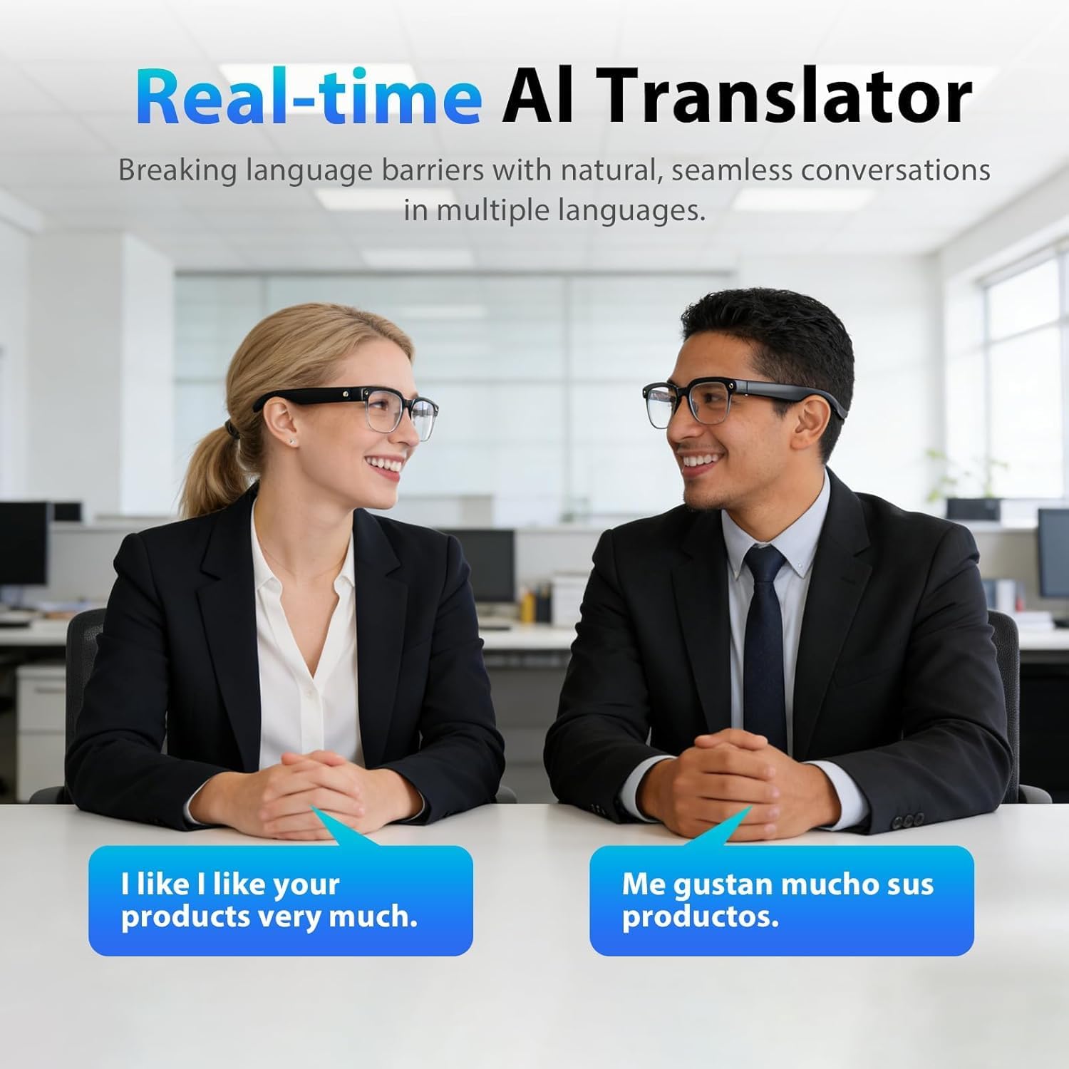 AI Smart Glasses with 8MP Camera, 1080P HD Video Recording, Real-Time Translation, Voice Assistant, Open-Ear Bluetooth Audio, Photo & Video Capture, Light-Sensitive Lenses image 4
