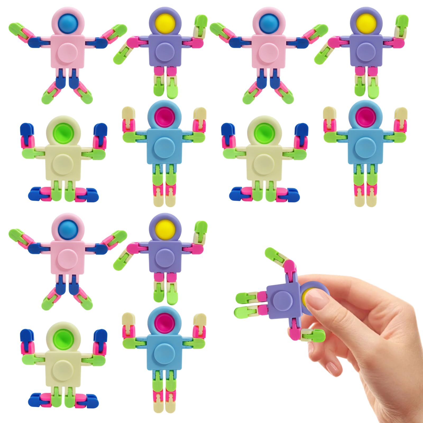 SrgPui Fidget Toys, 12 Pack Transformable Chain Sensory Toys for Kids Stress Relief Party Bag Fillers