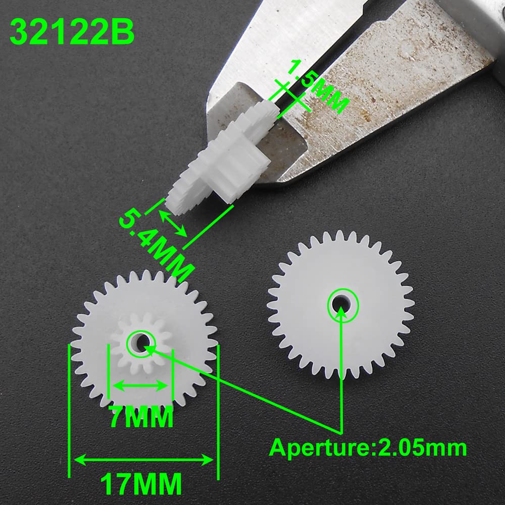 Tool Part for 1000X 0.5 Modulus 0.5M Double Gear Reduction Bilayer Gears 32 Teeth 12 Teeth Aperture 2MM 2.05mm 2B Loose Fitting 32T 12T 32122B