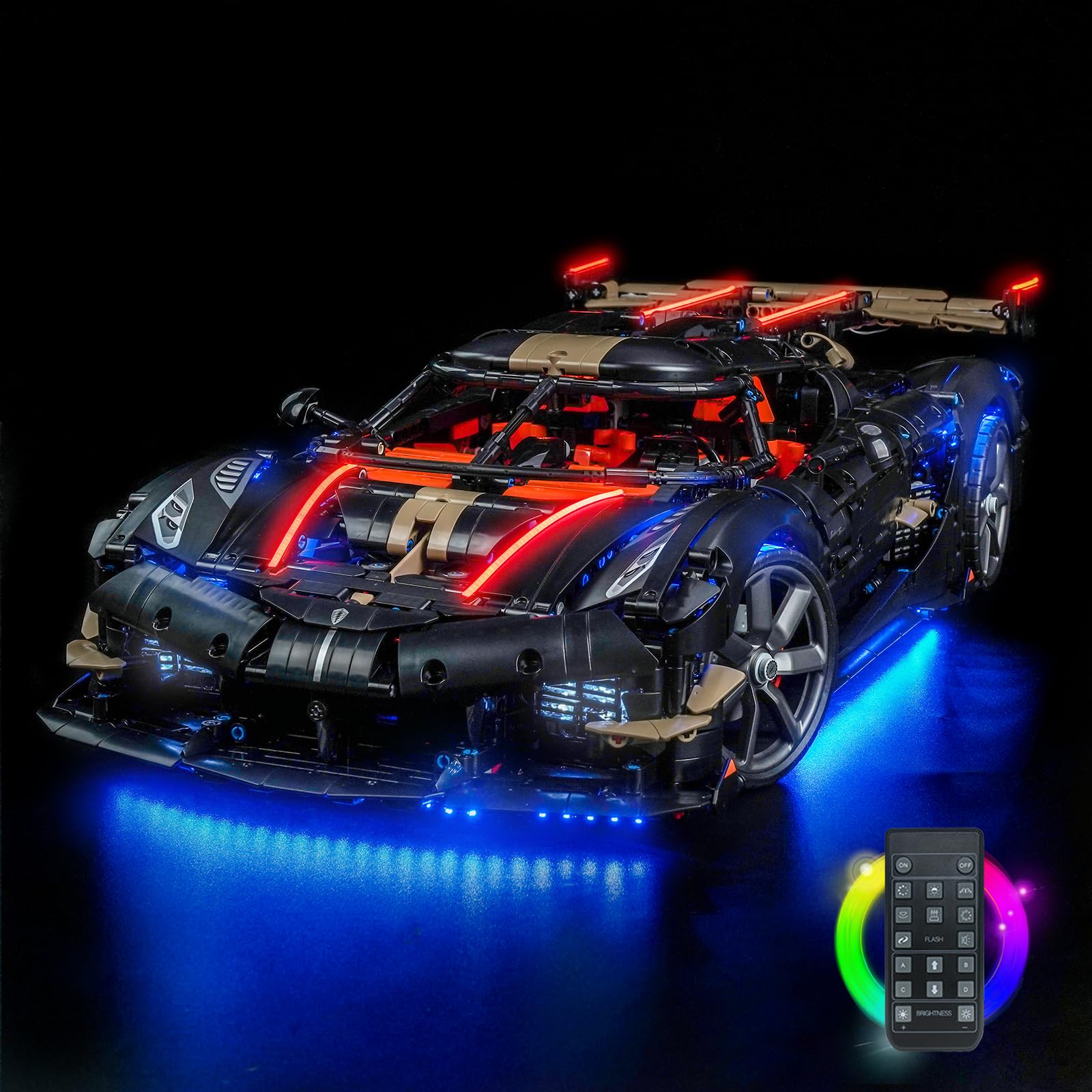 LocoLee LED Light Set Compatible with LEGO Koenigsegg Sadair's Spear Megacar, Decoration Lighting Kit Compatible with LEGO 42232 Spear Megacar, Blocks Model, No Model (42232-RC Version)