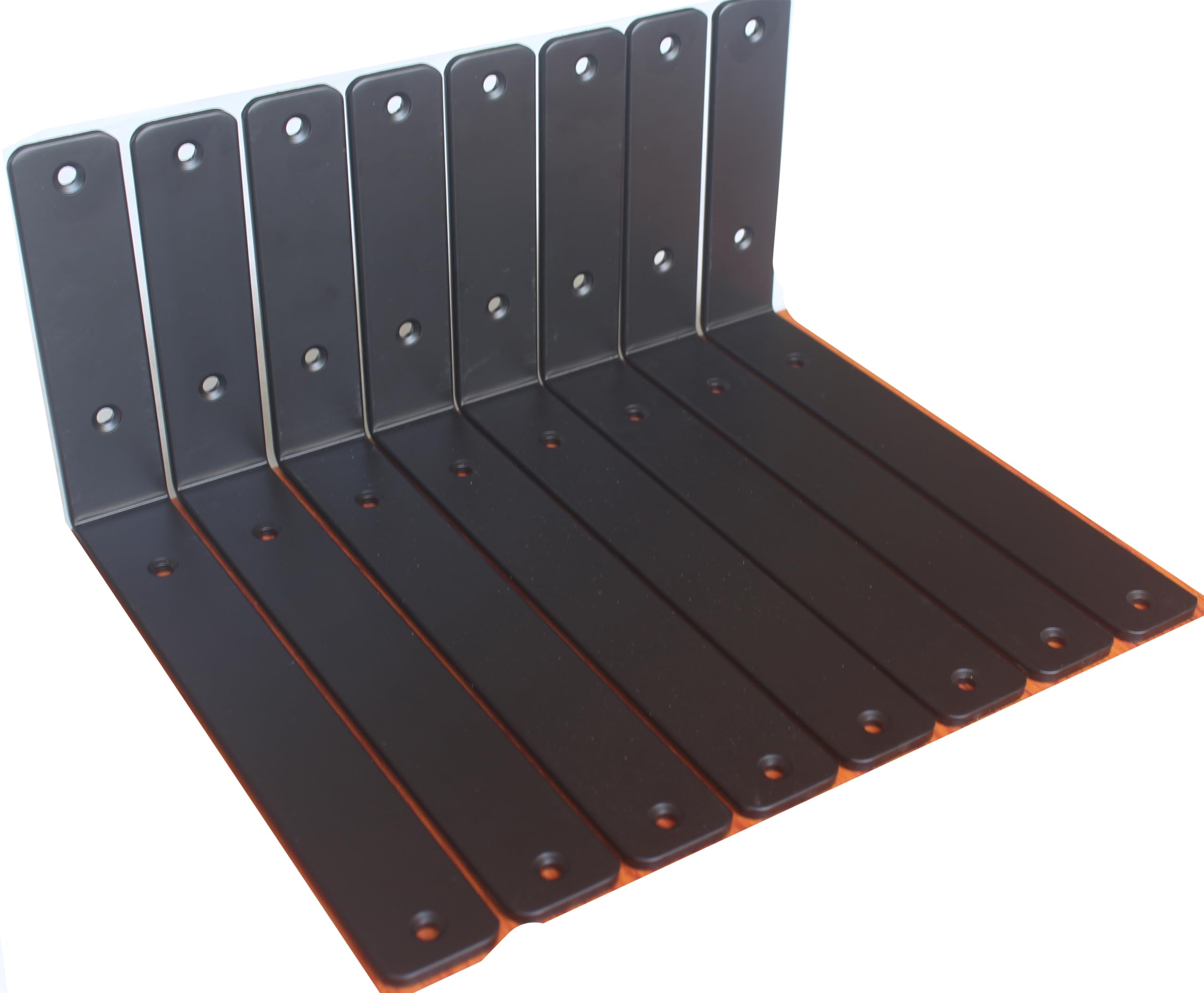 8 Pack - L 11" x H 6" x W1.5, 5mm Thick Black L Shelf Bracket, Iron Shelf Brackets, Metal Shelf Brackets, Floating Shelf, Shelf Supports with Screws — image 1