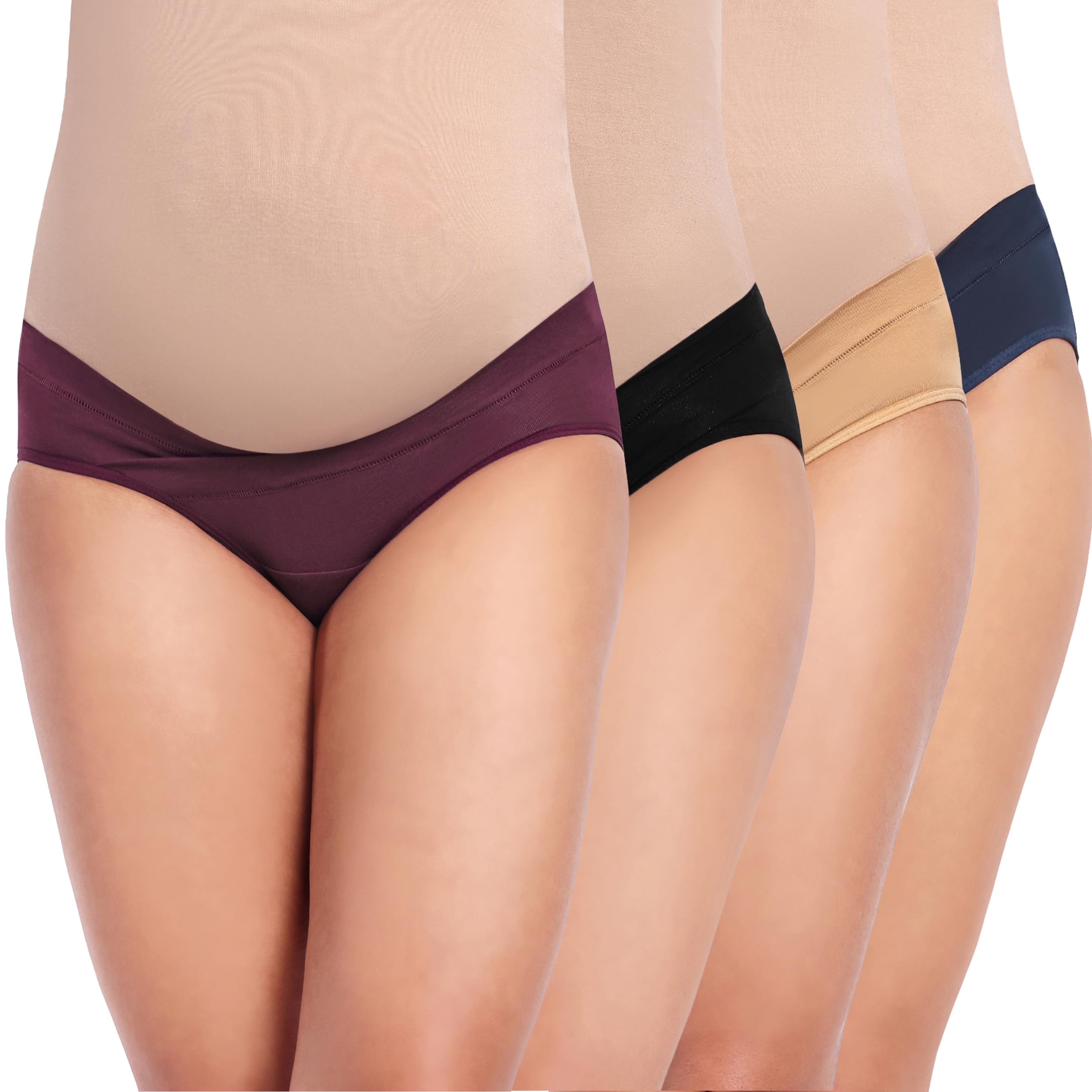 the mama klub Pack of 4 Maternity Panties, Low Waist, Bamboo Cotton, v Shape-picture-20