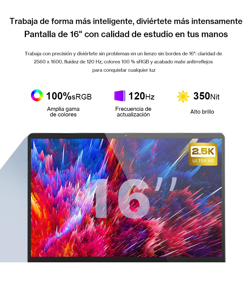 Ninkear Computer portatile da 16" QHD, Ryzen 5 7430U (fino a 4,3 GHz), 16 GB RAM, SSD 1 TB (espandibile a 4 TB), Win 11, Wi-Fi 6, BT 5.2, custodia metallica
