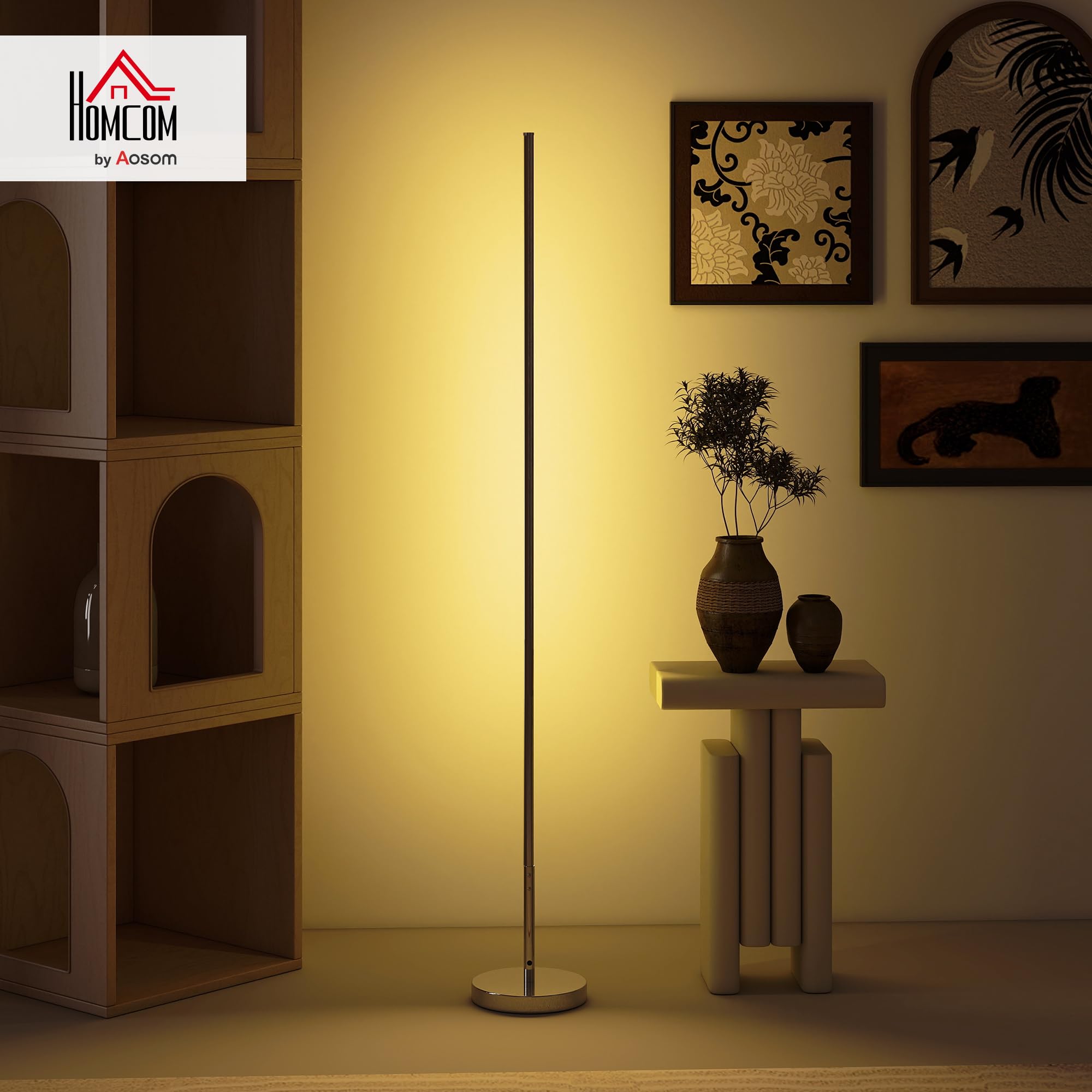 Lampada Da Terra LED HOMCOM 150 Cm Regolabile - Telecomando E Interruttore A Pedale, Moderna Per Soggiorno E Ufficio, Argento