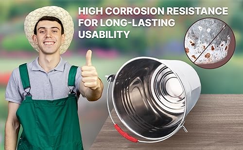 Miniatura 4 de Skywin Bote de metal con tapa, cubo de metal duradero de 4 galones con tapa para cargas pesadas, bote de basura de metal respetuoso con el medio