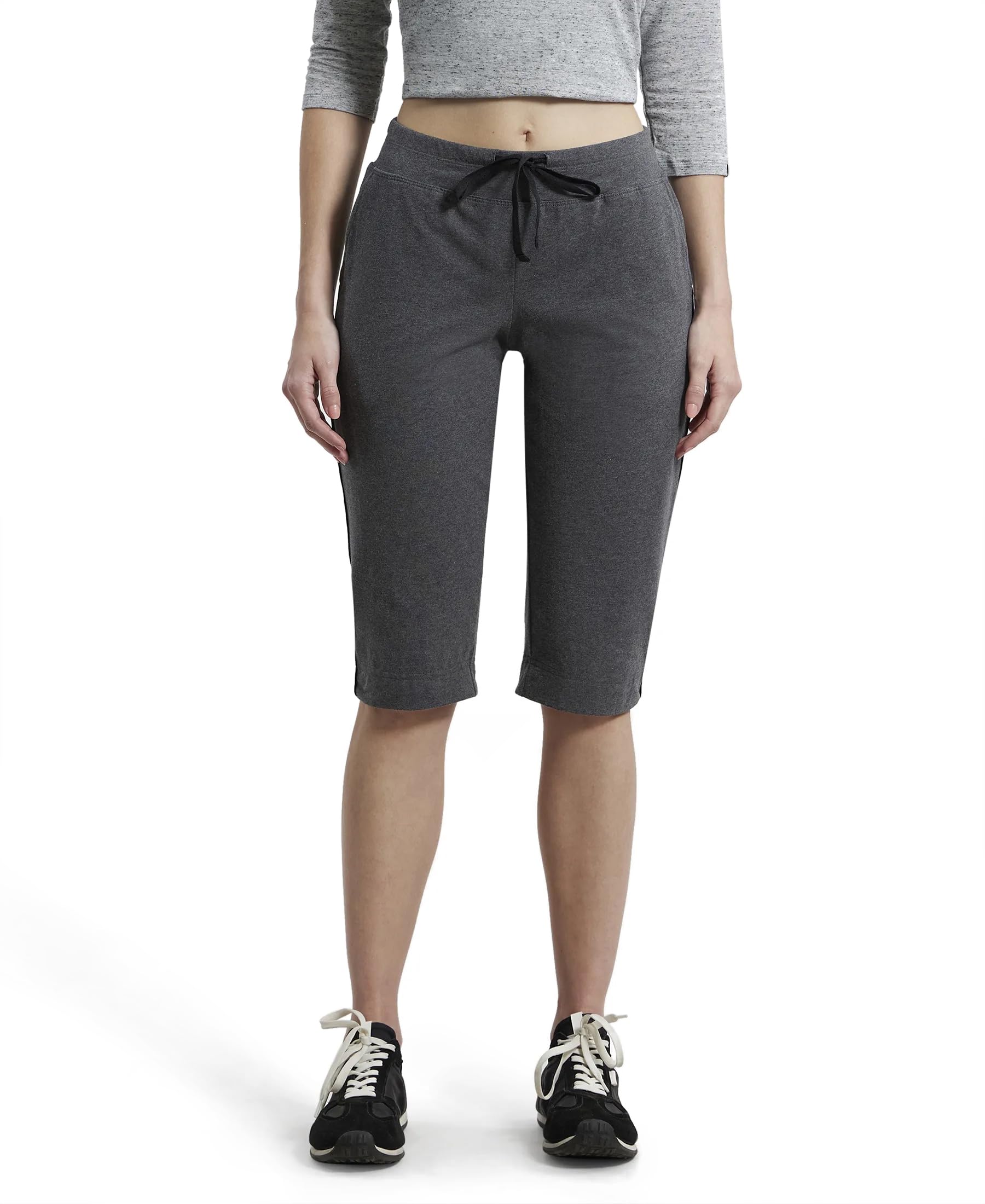 jockey Women High Rise Relaxed Fit Capri (Charcoal Melange_M)-picture-13