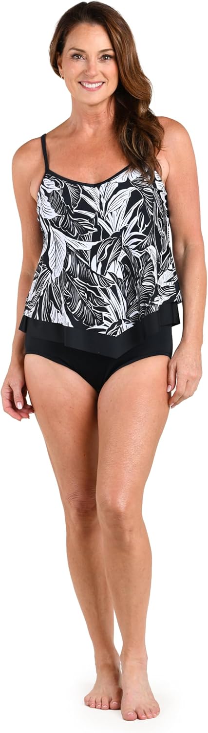 Maxine of Hollywood Womens V-Neck Flutter Tankini Swimsuit Top - Image 3
