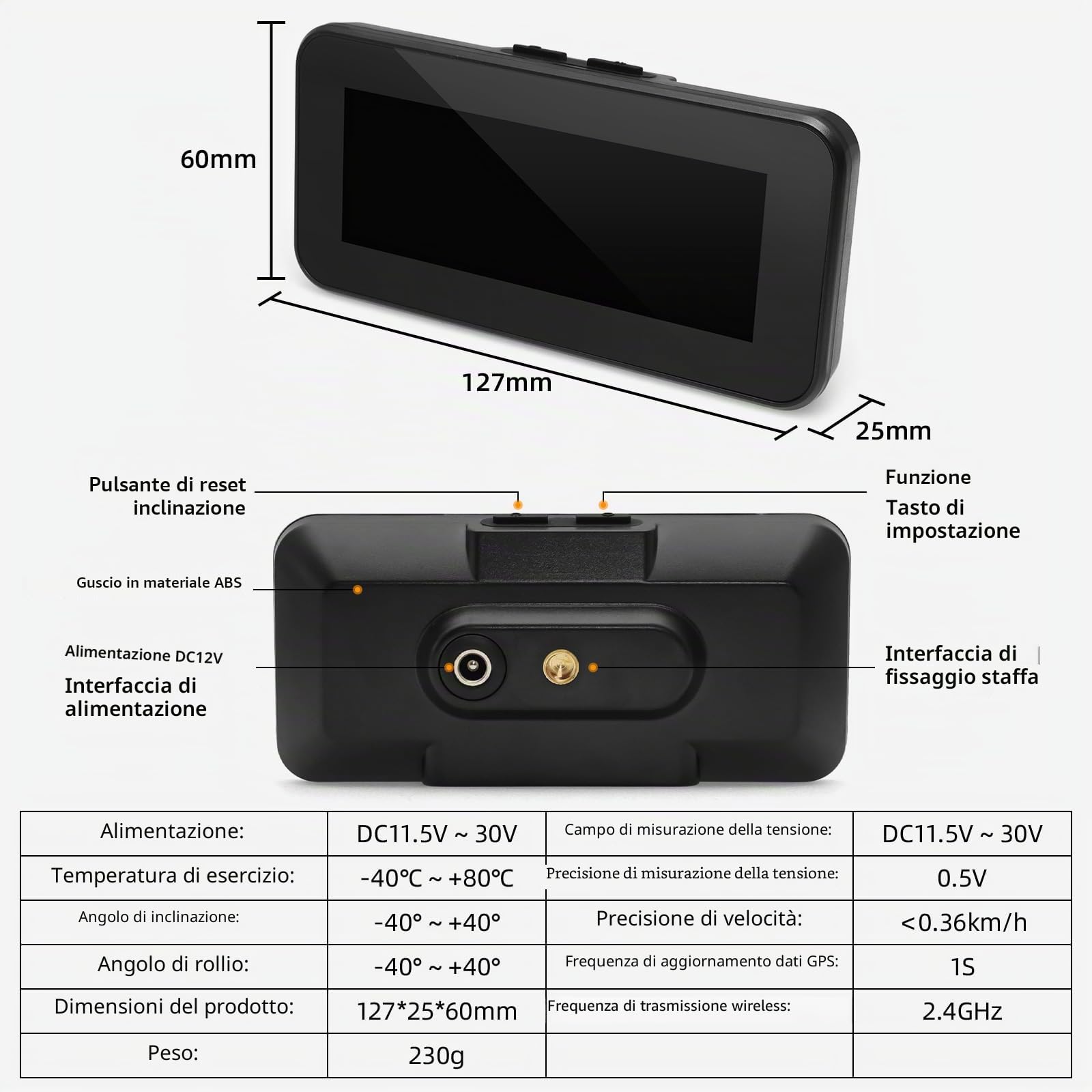 M60 Auto Head Up Display Bussola Inclinometro Velocità GPS Digital Overspeed Allarme Off Road Accessori