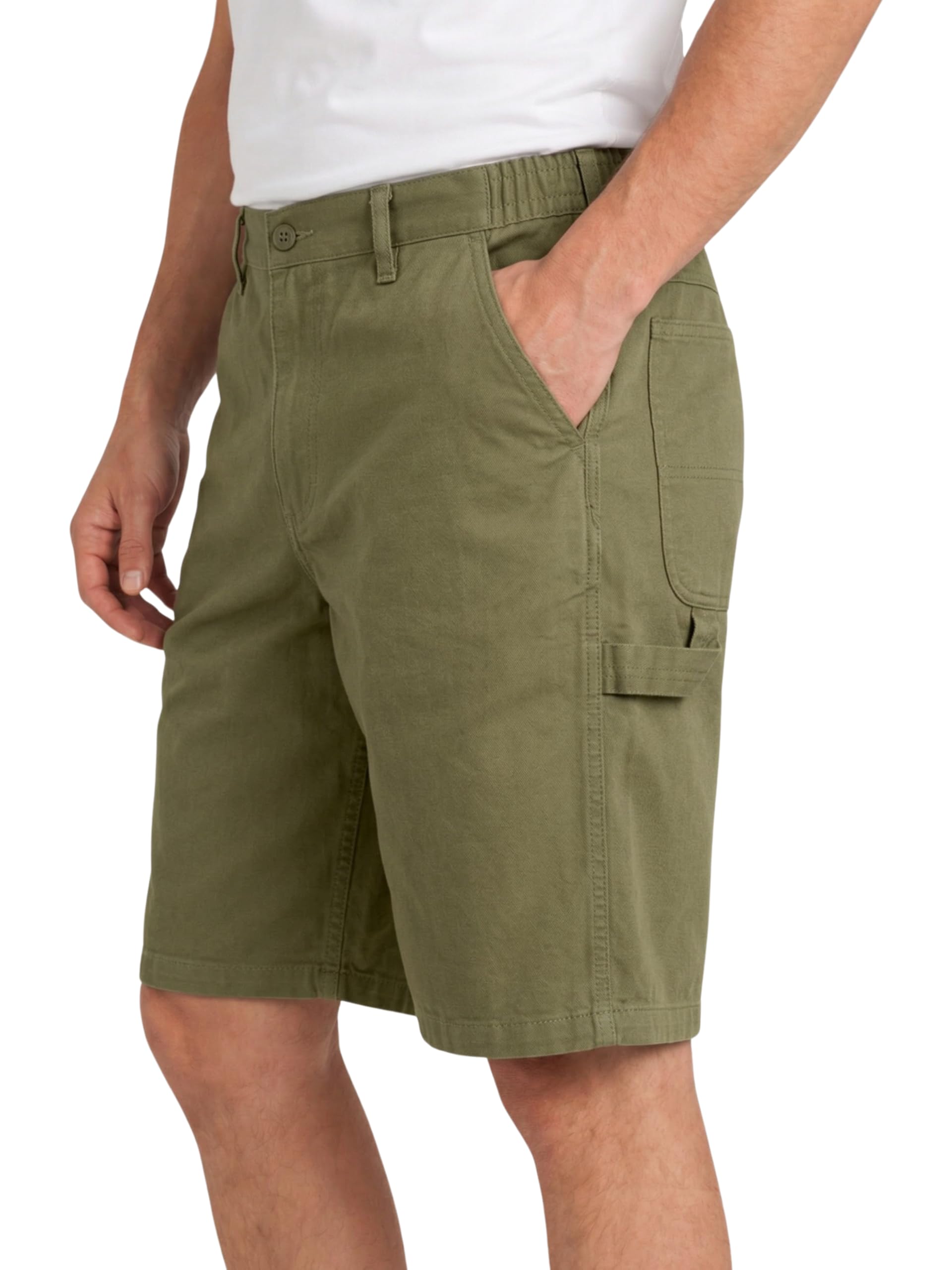 wrangler carpenter shorts for men big and tall, heavyweight durable work shorts with utility pockets, mens cargo shorts olive