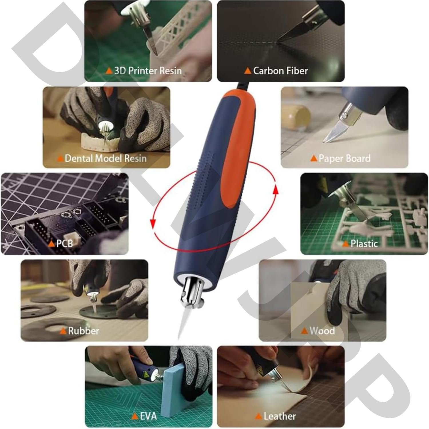 65W Wibracyjny Przenośny Profesjonalny Nóż Ręczny do Cięcia Rzeźbiarski z 5 Ostrzami 40kHz do Cięcia Wibracyjnego dla Modeli z Żywicy 3D, Przycinanie i Usuwanie Zadziorów