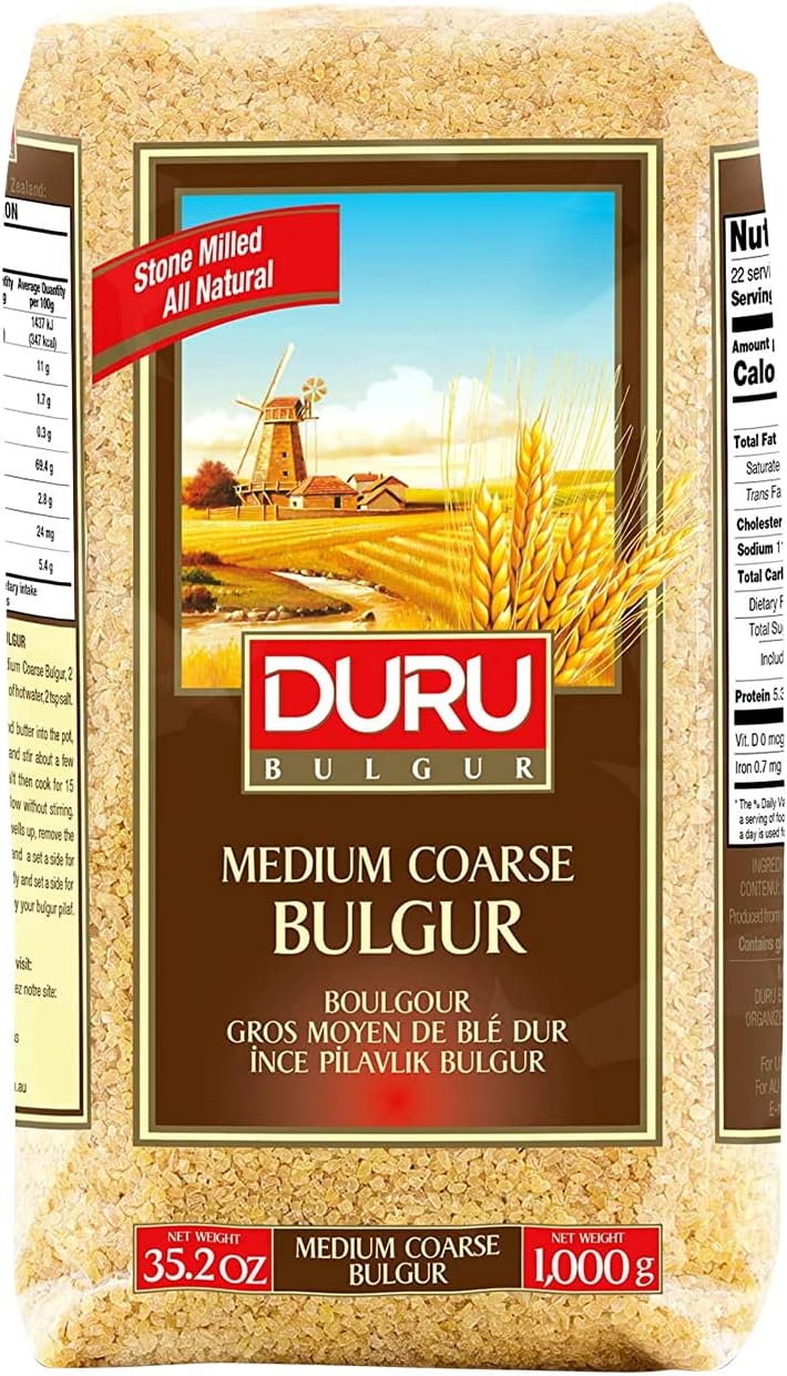 Duru Medium Coarse Bulgur, 35.2oz (1000g), Wheat Berries, 100% Natural and Certificated, High Fiber and Protein, Non-GMO, Great for Vegan Recipes, Better than Rice