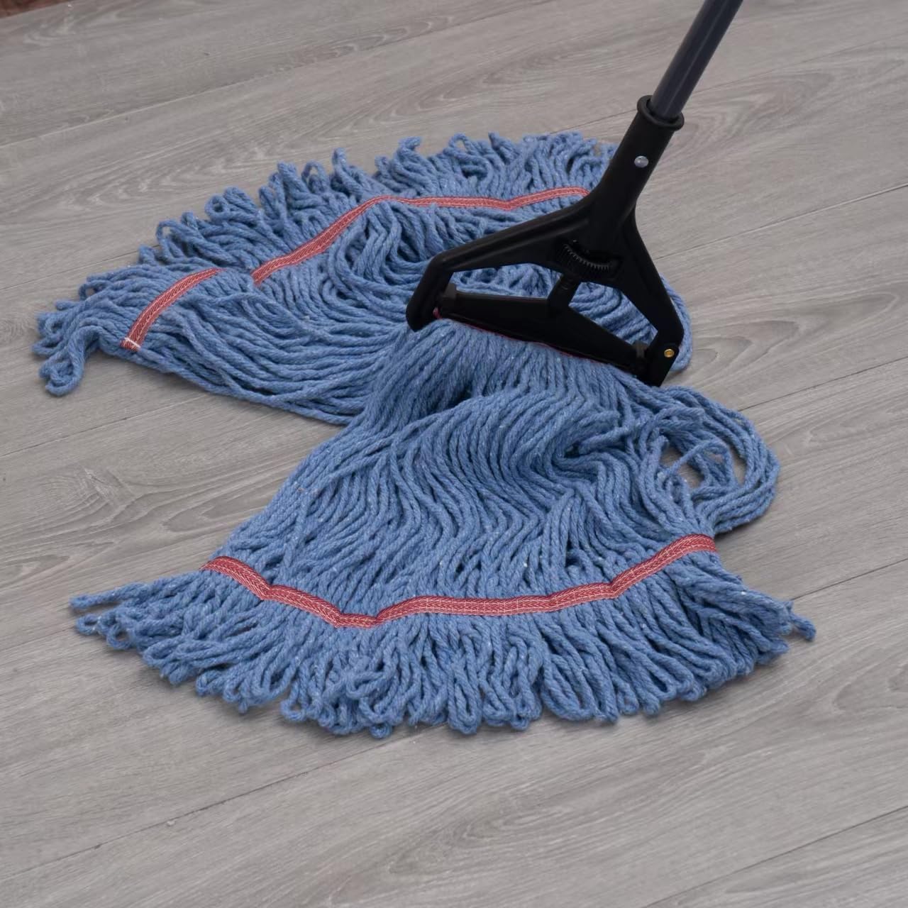 Matthew Residential&Commercial Mop 2 Set&2 Replacement Heavy Duty Industrial Mops w/Adjustable Side-Gate Handle(Quick-Change Gripper) Looped-End String Wet Cotton Mop for Home,Office,Warehouse