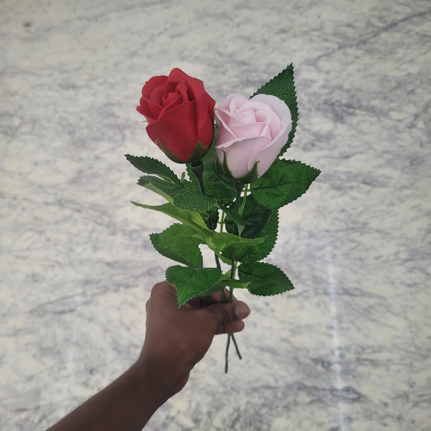 Artificial Single Stick Rose Combo Pack of 4 Red & Pink Rose