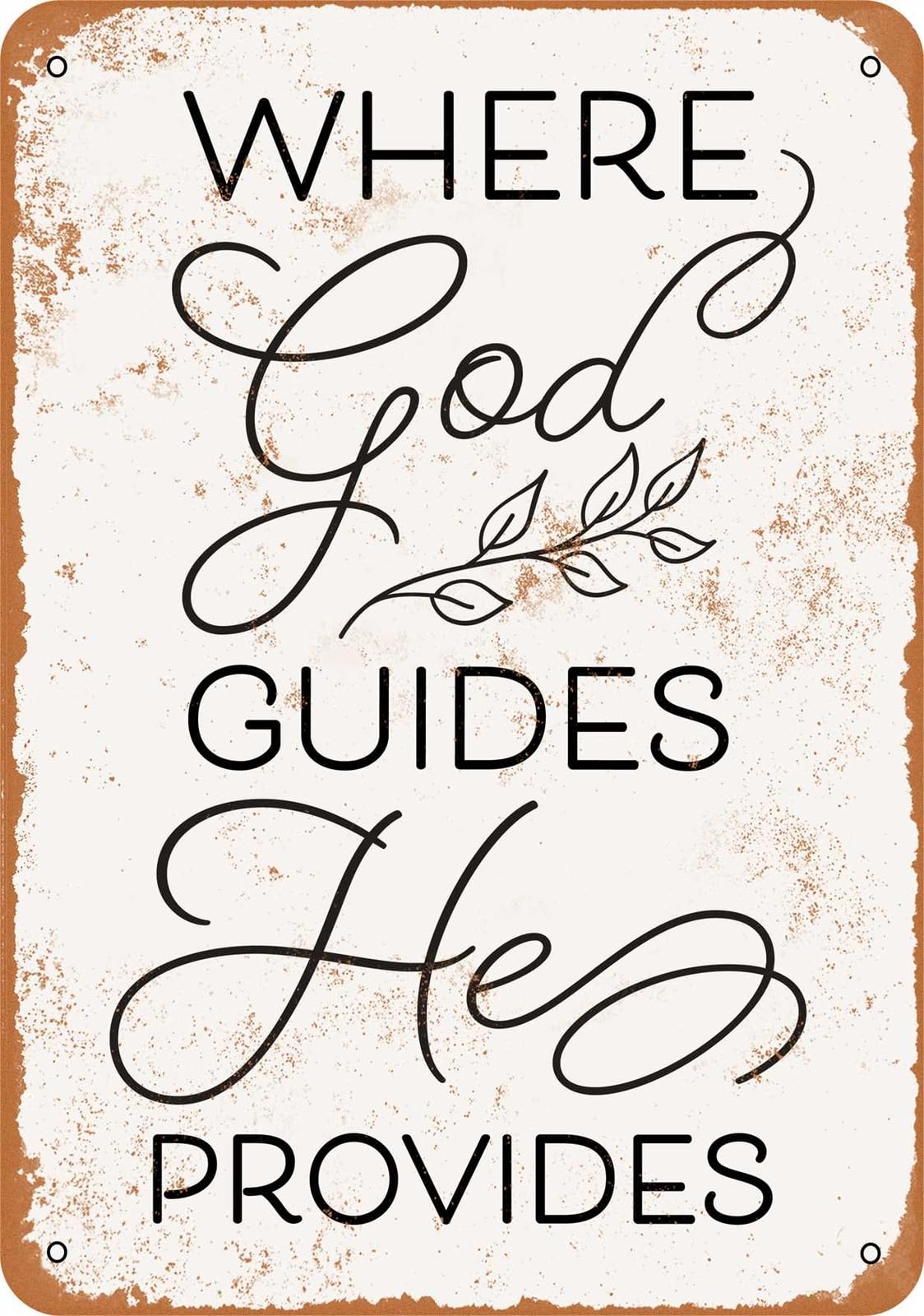 Miaomansenstore Metal Sign - Where God Guides He Provides - Vintage Look Home Decor