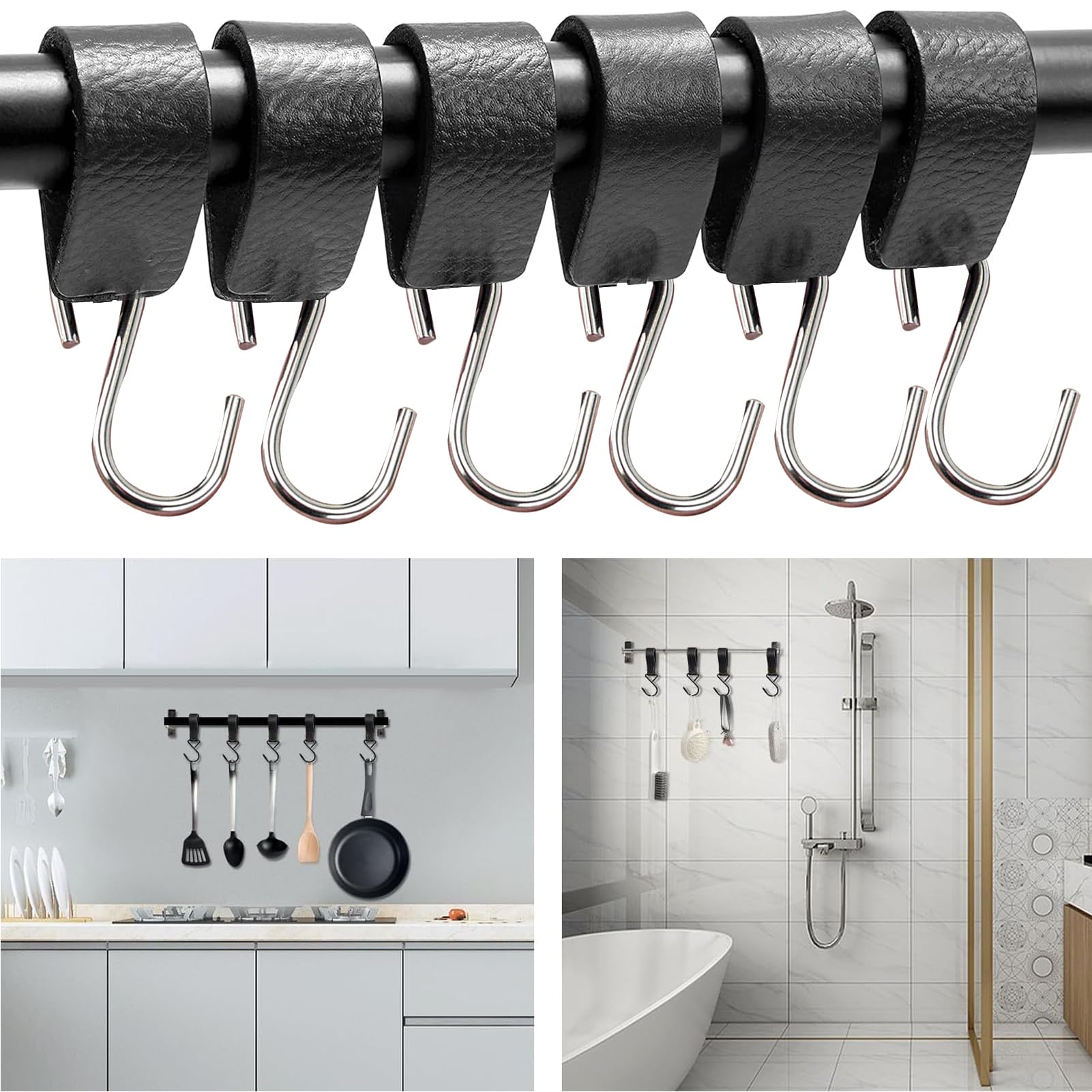 CORTLAND - Patère 8 Crochets En Métal Noir Et Manguier