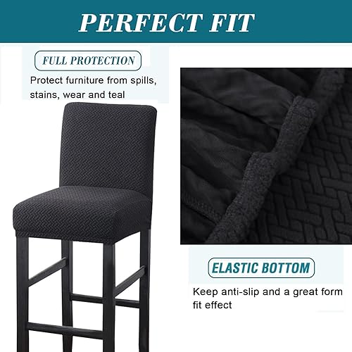Miniatura 4 de HFCNMY Fundas para taburetes de bar, paquete de 4 fundas elásticas para taburetes de bar con respaldo, fundas de taburete de bar de jacquard con