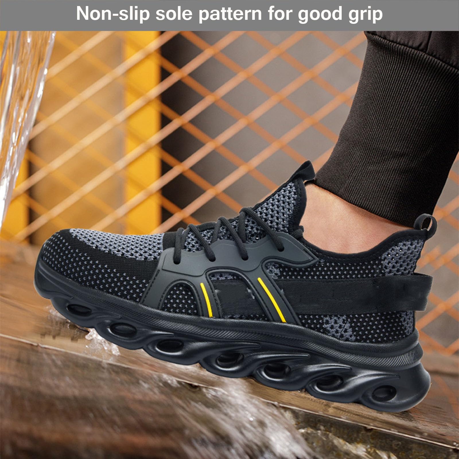 Chaussures De Sécurité Hommes Légères WaKsazlz - Embout Acier Antidérapantes Respirantes - Basket De Travail Confortable
