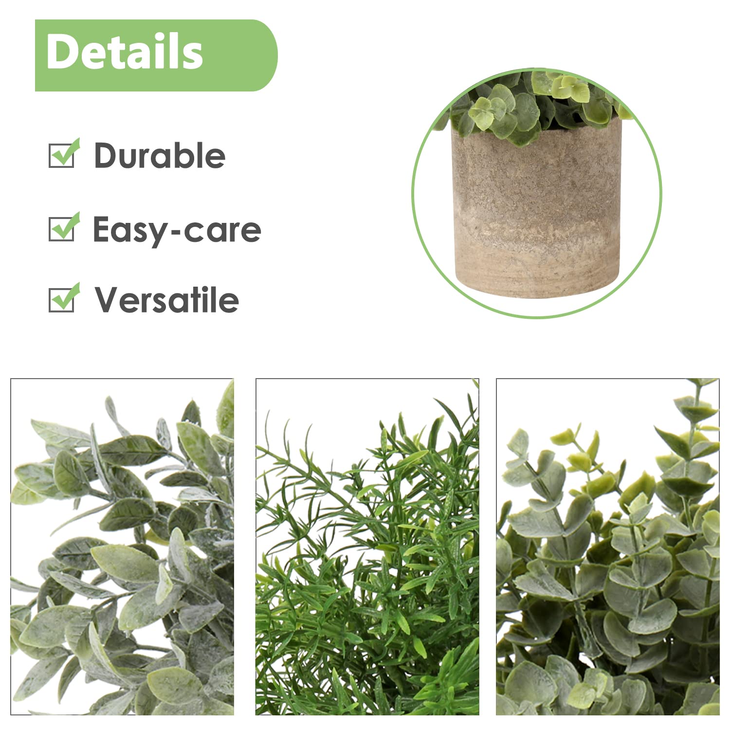 3 Piante Finte In Vaso - Decorazione Casa E Ufficio Senza Manutenzione (21-23cm) - Foto 8