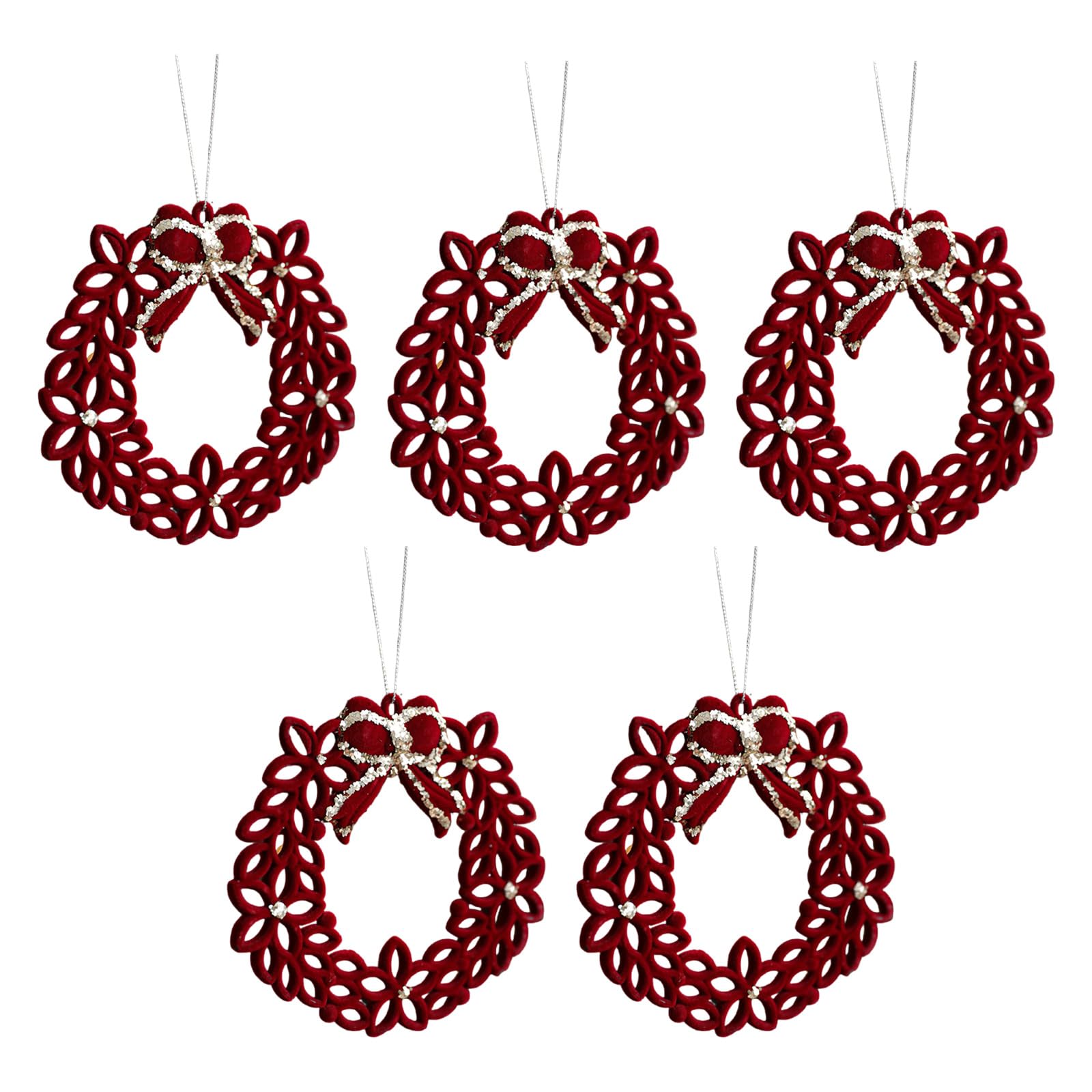 Buxuaaaa Christmas Festive Flocking Ornaments for Tree Decoration Santa Snowflake Holiday Season Tree Ornaments Star Pendants Bulk