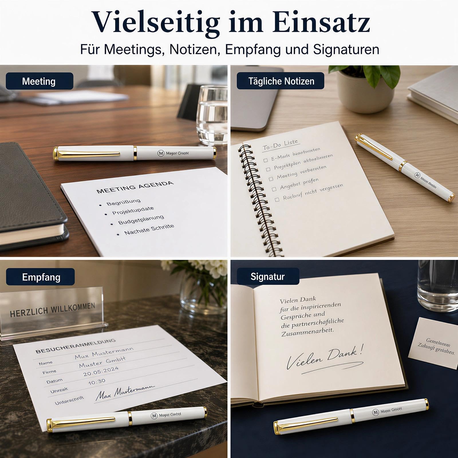 Personalisierter Kappenkugelschreiber mit Namen und Logo 50 Stück - Kugelschreibermine Schwarze - Personalisierte Geschenke Veranstaltung Büro Team