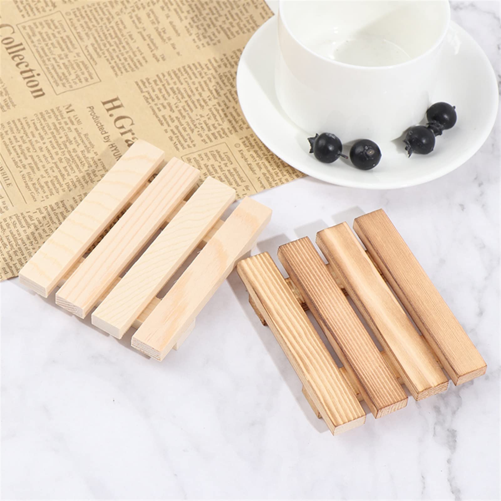 JINGYAN Mydelniczki Wooden Soap Tray Rack For Storing(Light Grey)