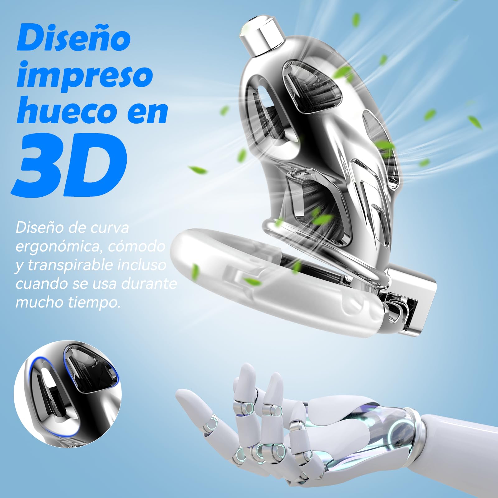 Jaula de castidad masculina juguetes sexuales para adultos Chastity cage jaula de pene Himitsuna grande y ligera con catéter uretral suave y 7 tamaños ajustables, equipo de bondage BDSM para hombres