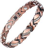 Jecanori Pure Copper Magnetic Bracelets for Women - 3500 Gauss Magnets, Crystal Jewelry, Adjustable Sizing Tool, Hypoallergenic Gift