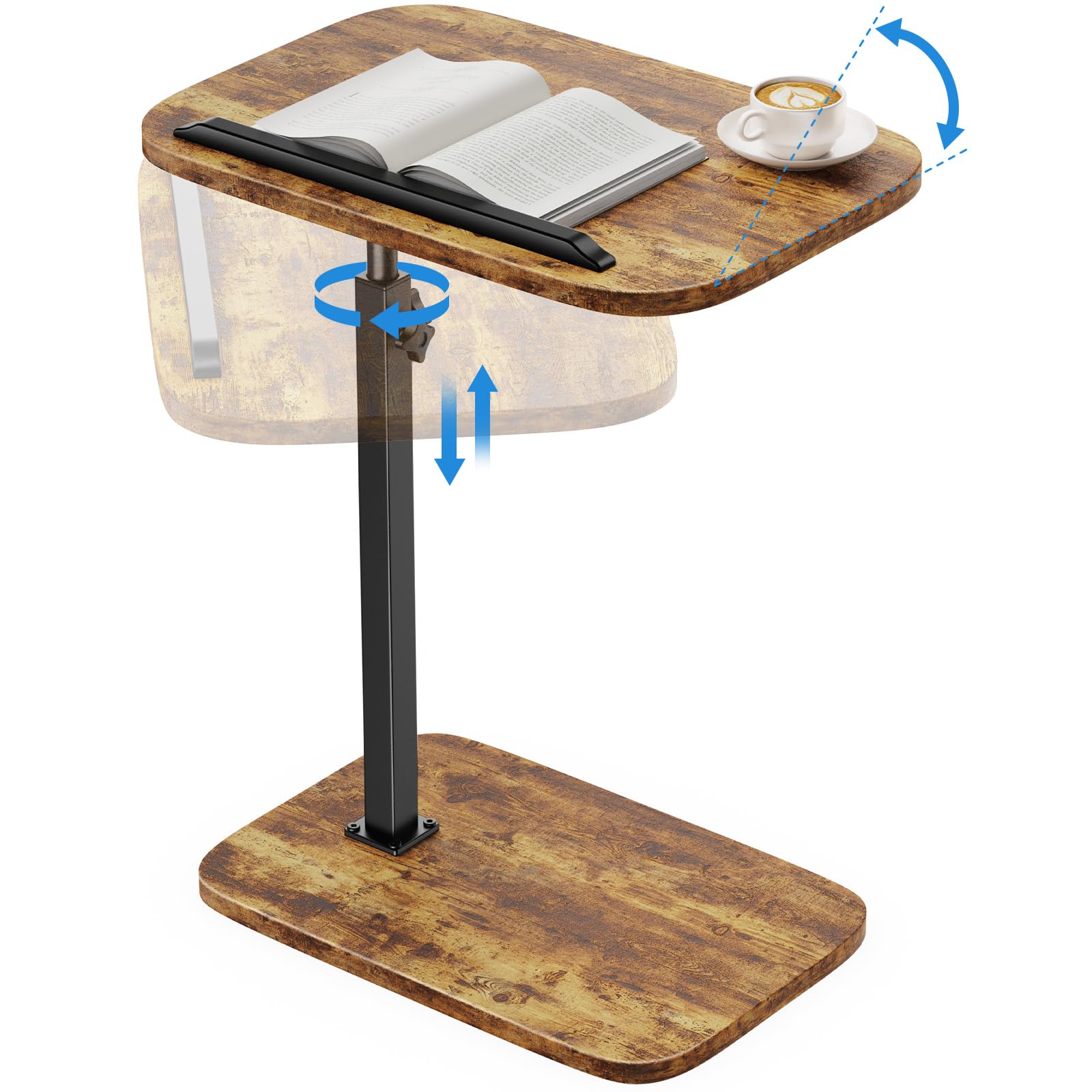 HUANUO Adjustable TV Tray Height Adjustment TV Trays with 360 Swivel and 90 Tilt Sturdy Multi-Functional Sofa Table
