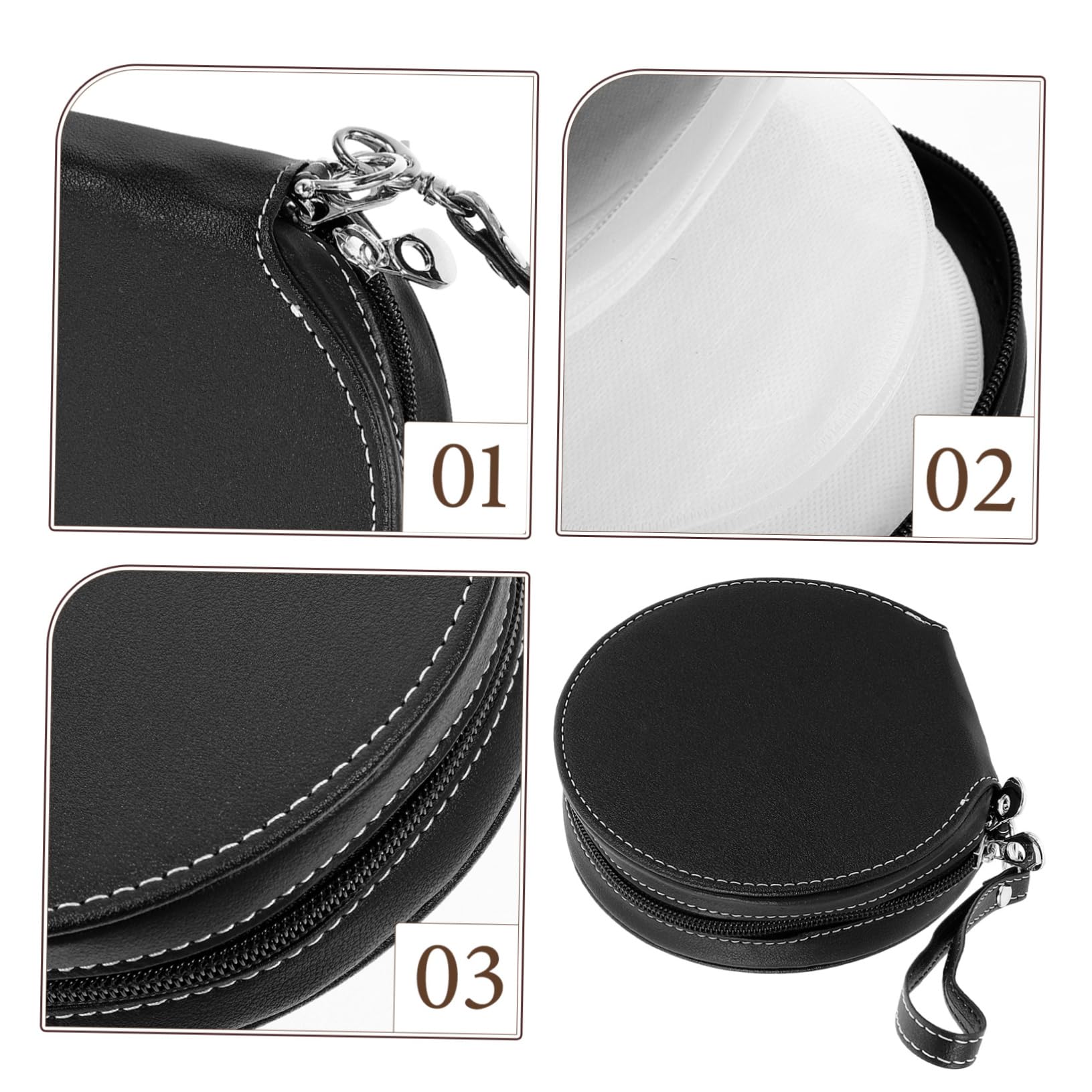 PartyKindom Porta CD per Auto capacità 20 Dischi, Custodia Sottile e Compatta in Pu Nero, Facile da Pulire Design Elegante, per Casa e Viaggio