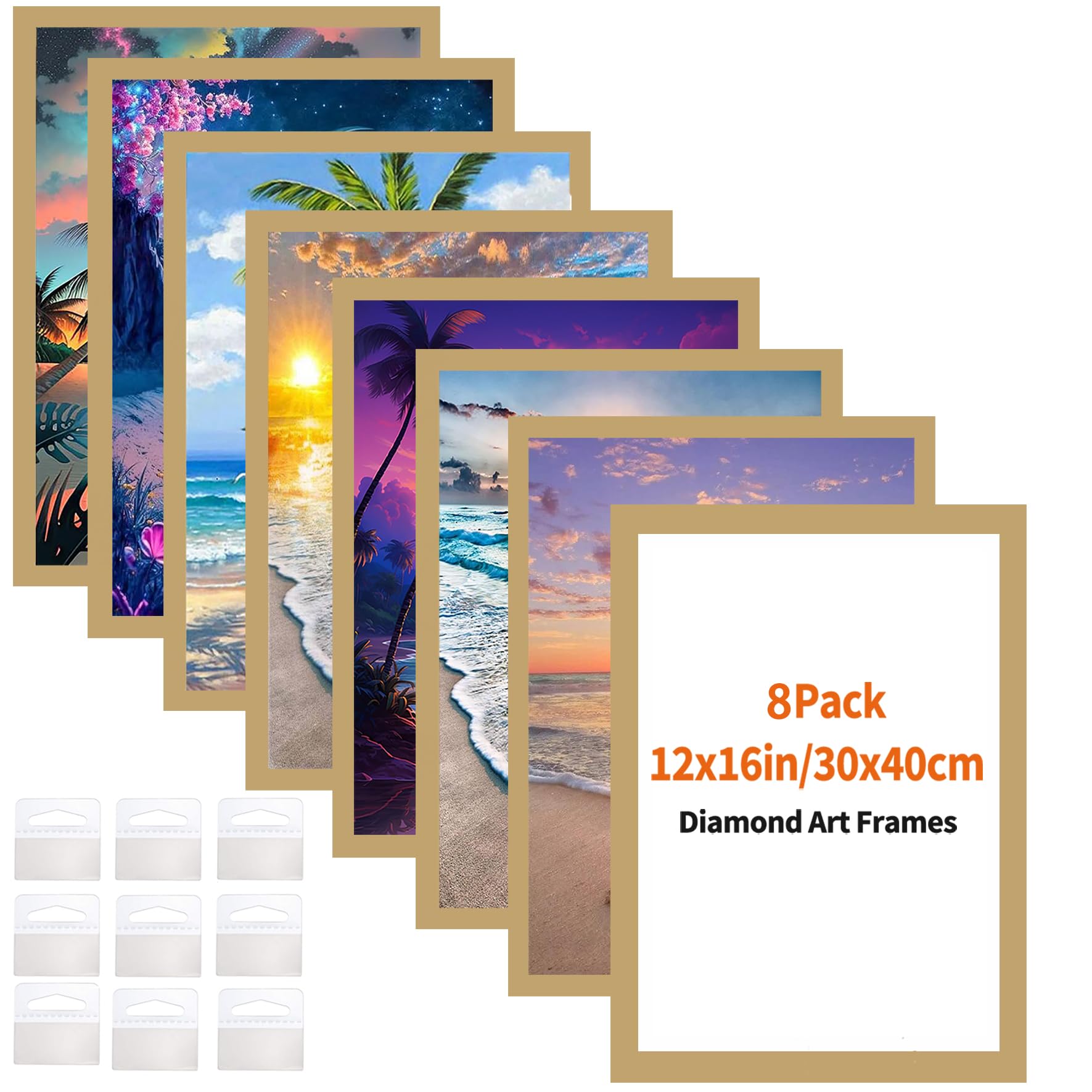 Cadre magnétique diamant 30x40 XEUZK en PVC pour affiche et mur - Lot de 8