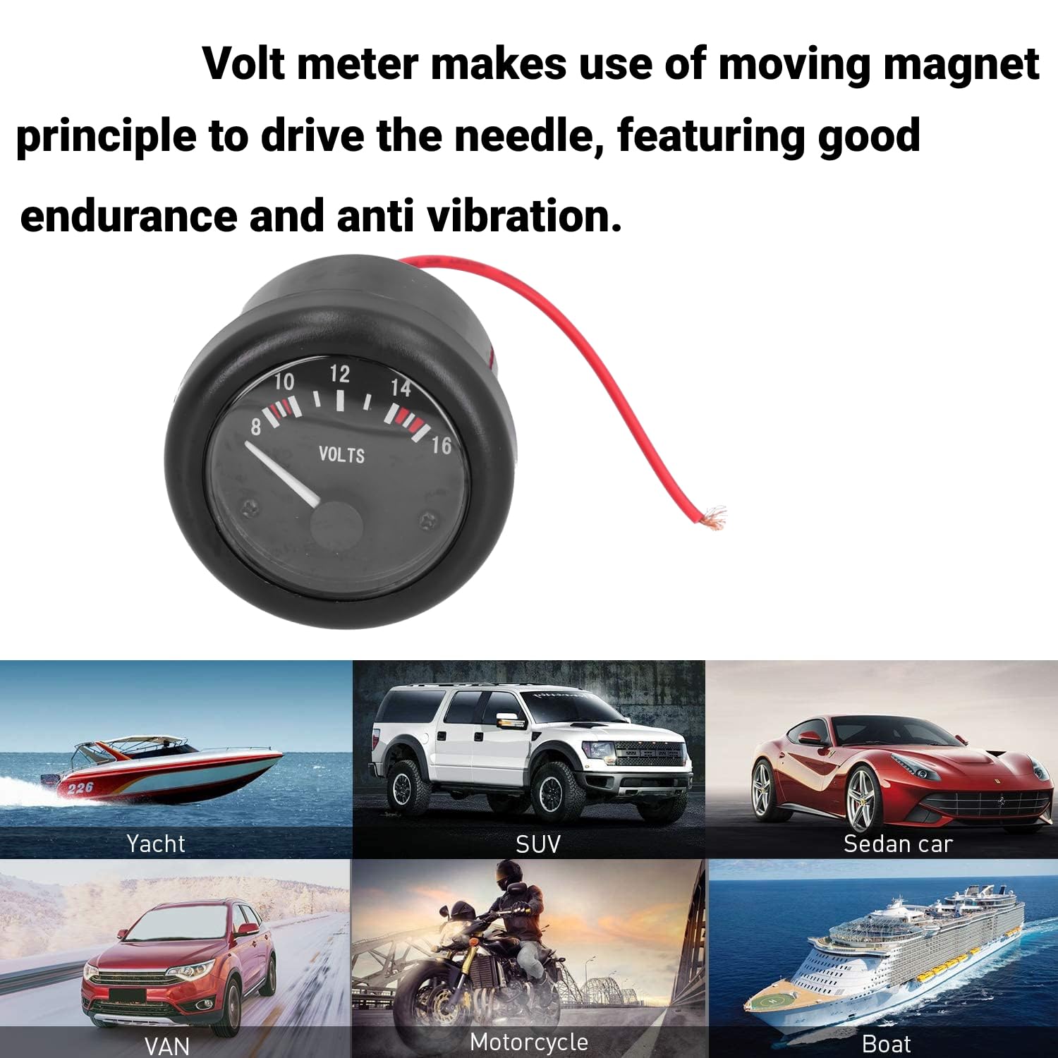 Voiture Jauge de Tension Moteur, Voltmètre Universel de Voiture, 12 V, 52 mm étanche IP67, Panneau De Voltmètre à Affichage Numérique LED avec Voyant Lumineux, pour Bateau, Moto, Voiture