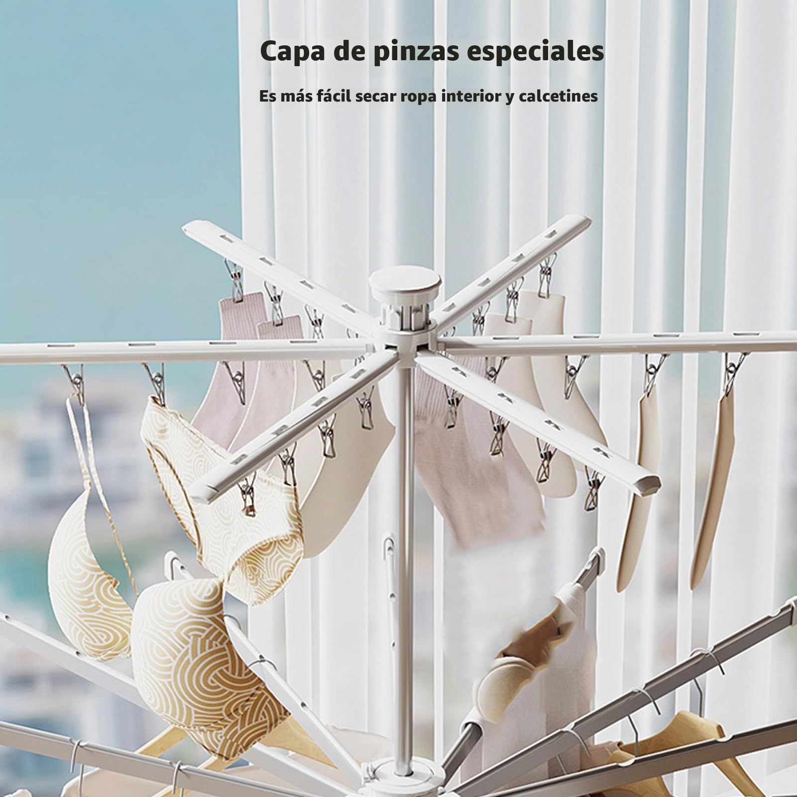 Tendedero de Ropa Plegable con Trípode de Aluminio, Soporte de Lavandería que Ahorra Espacio para Uso en Interiores y Exteriores (Versión mejorada 02)