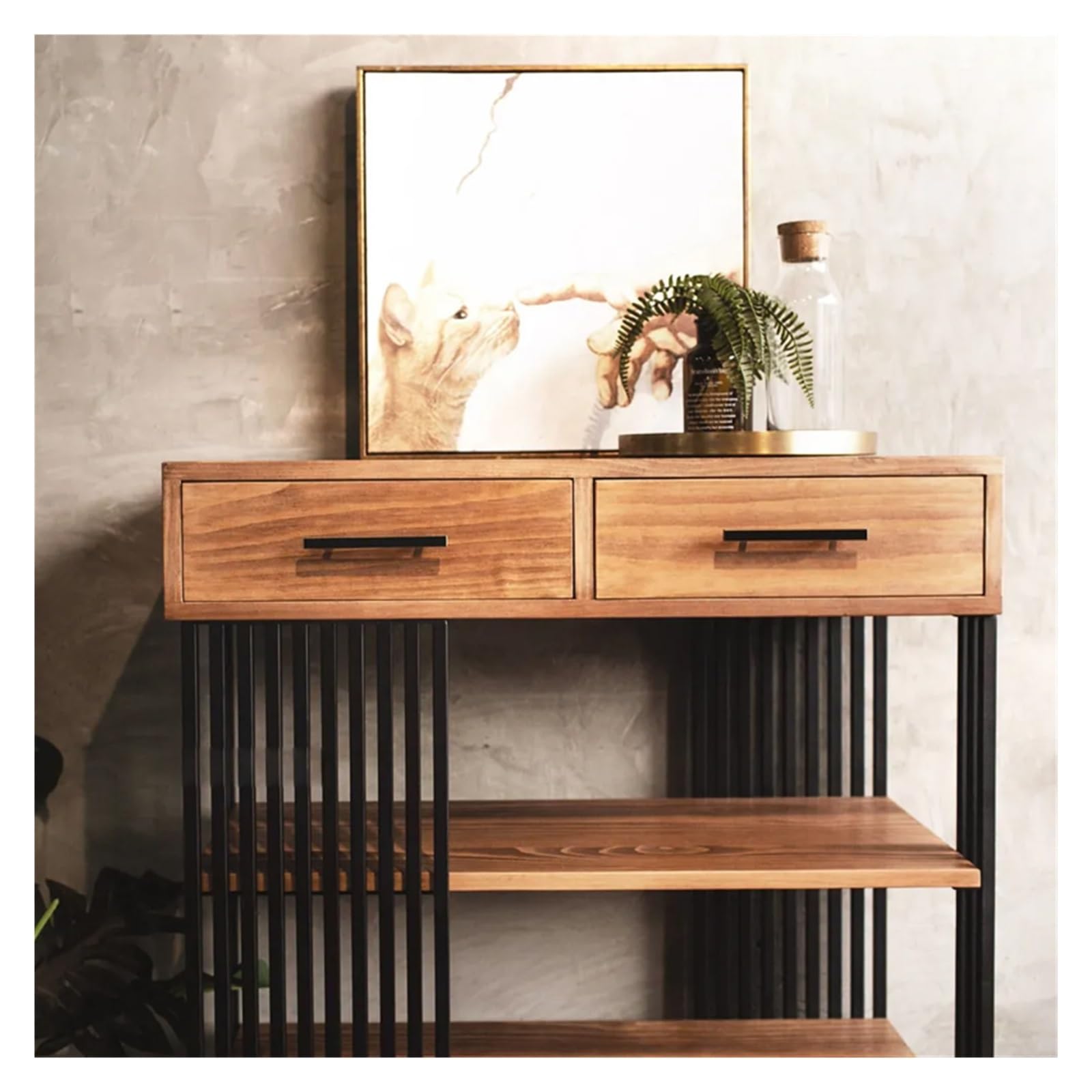 Credenza in stile fattoria Mobile buffet, armadietto in legno con cassetti, mobiletto portaoggetti for ingresso, credenze e credenze, mobiletto decorativo for sala da pranzo, camera da letto, corridoi